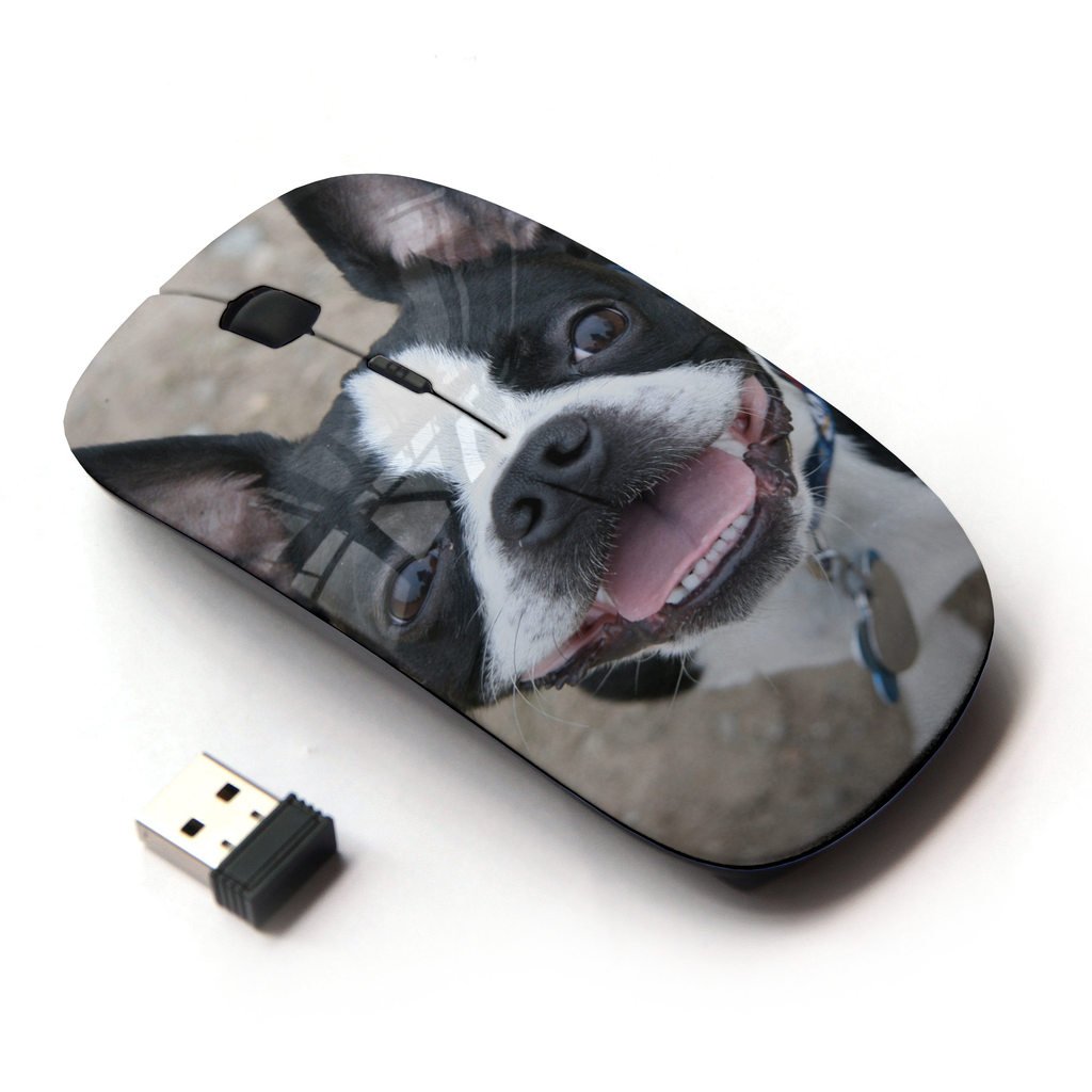 2.4G Wireless Optical Mouse - Cute Boston Terrier & French Bulldog Design - Ergonomic Computer Mouse for Laptop, PC, Mac - Perfect for Office, Home & Gaming Use