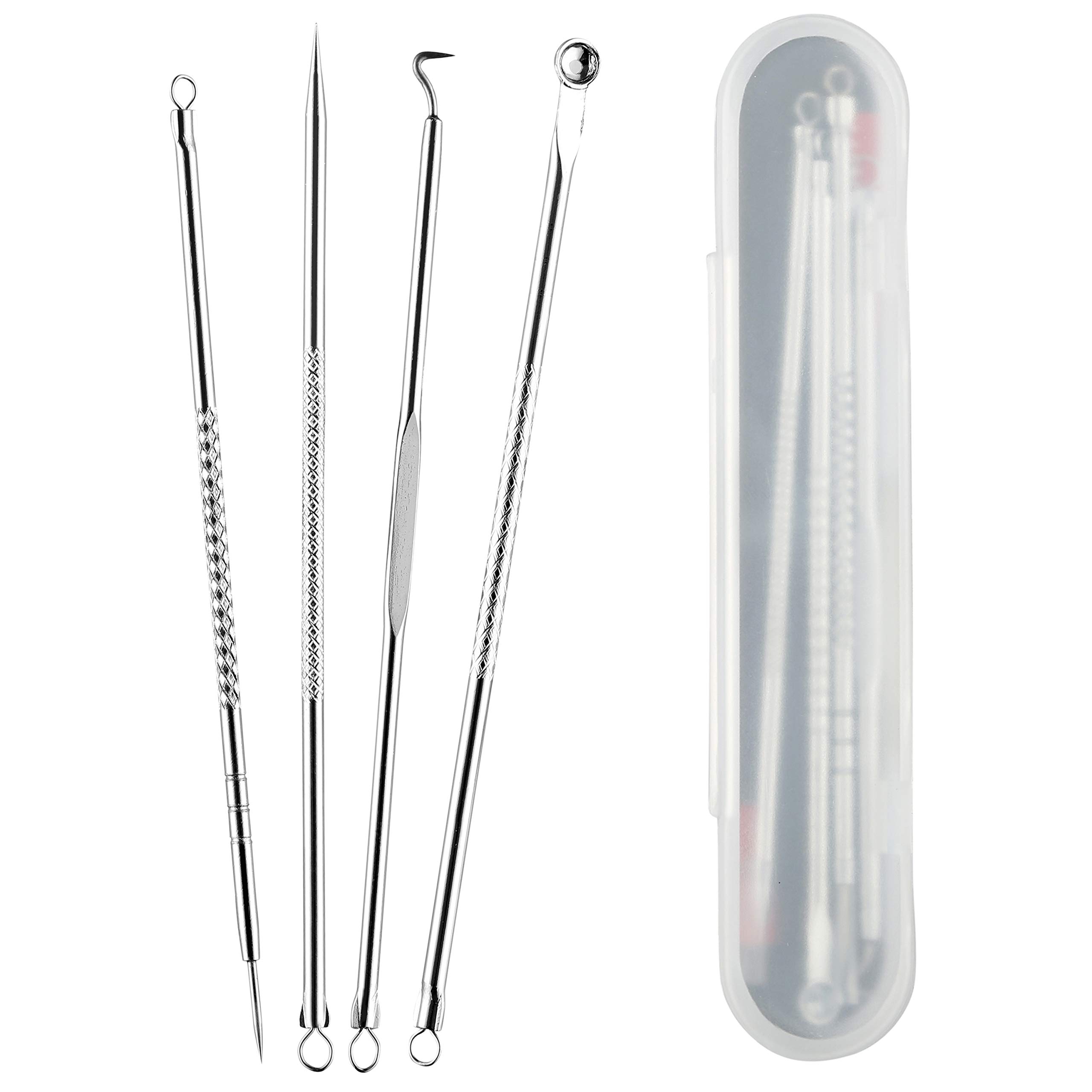 Beauté Secrets Blackhead & Acne Removal Kit - 4 Piece Stainless Steel Comedone Extractor Tools for Face & Nose - Pimple Popper Set for Women & Men - Perfect for Home Skincare & Blemish Treatment