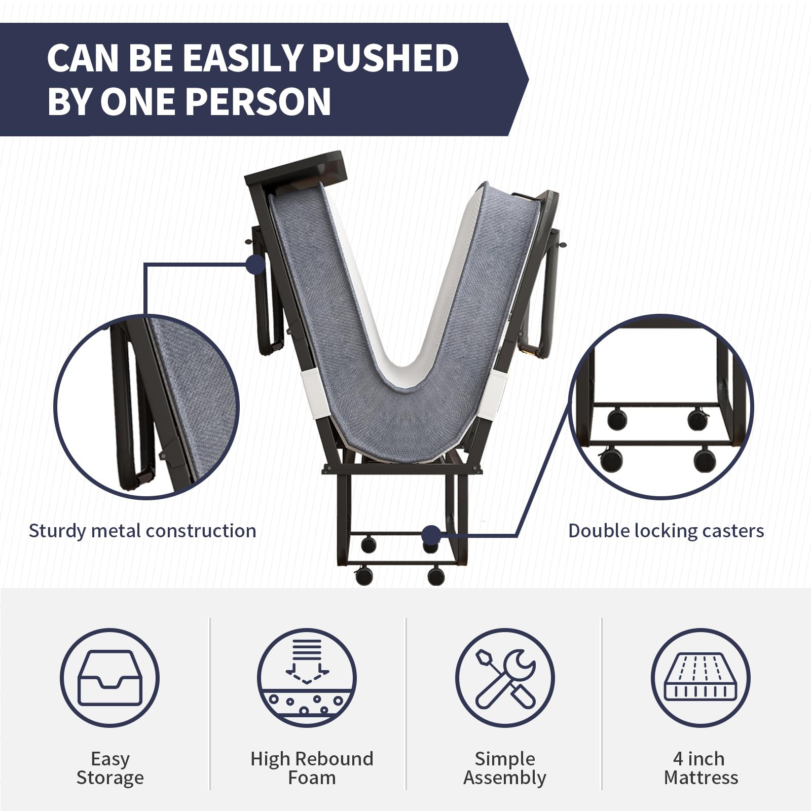 Upgraded Folding Bed for Adults - Full Size 75