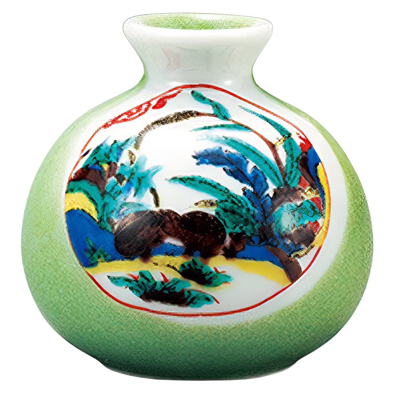 Kutani Ware Porcelain Single Flower Vase - Authentic Japanese Kokutani Style Handcrafted Ceramic Vase for Home Decor, Wedding Centerpiece & Luxury Gift