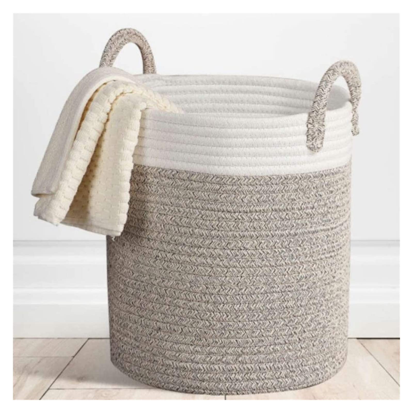 Nordic Cotton Rope Laundry Hamper - Collapsible Storage Basket for Clothes, Toys & Debris | Large Woven Organizer for Bedroom, Nursery & Laundry Room | Perfect for Home Organization & Space Saving