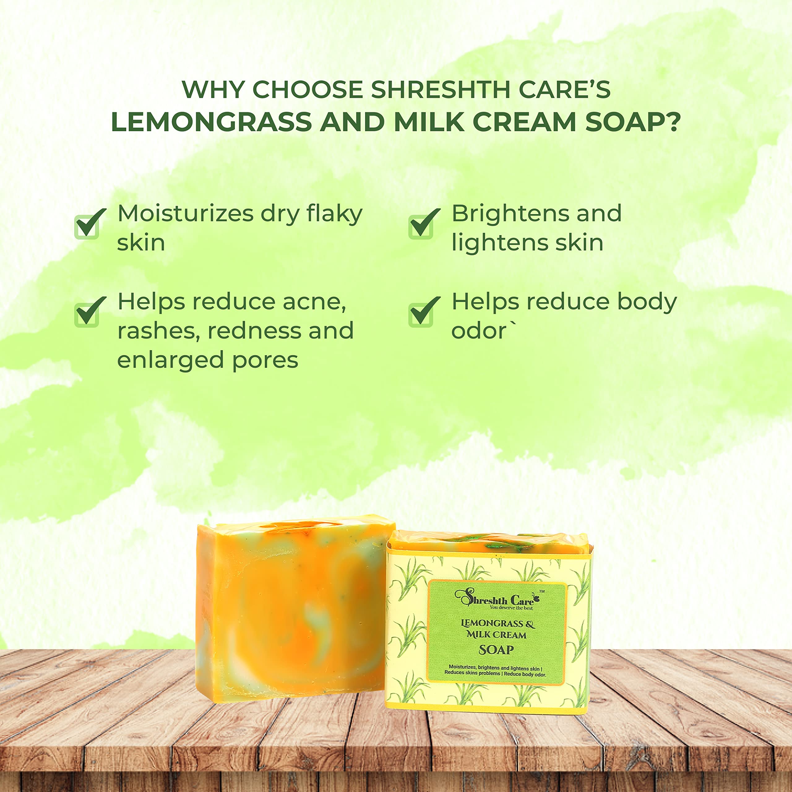 **Organic Lemongrass Milk Cream Handmade Soap – Cold Process Artisan Soap for Dry, Oily, Sensitive & Normal Skin | Hydrating, Brightening & Moisturizing Bar Soap with Lemongrass Oil, Cucumber & French Clay | Luxury Bath Soap for Men, Women & Kids | Made in India (100g) – Perfect for Daily Skincare & Relaxing Baths**