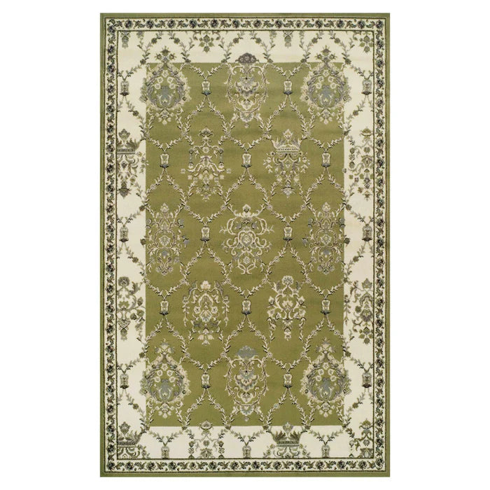 Stratton Victorian Floral Vines Lattice Indoor Area Rug - Soft Non-Slip Living Room Carpet for Bedroom, Nursery, Dorm & Home Decor