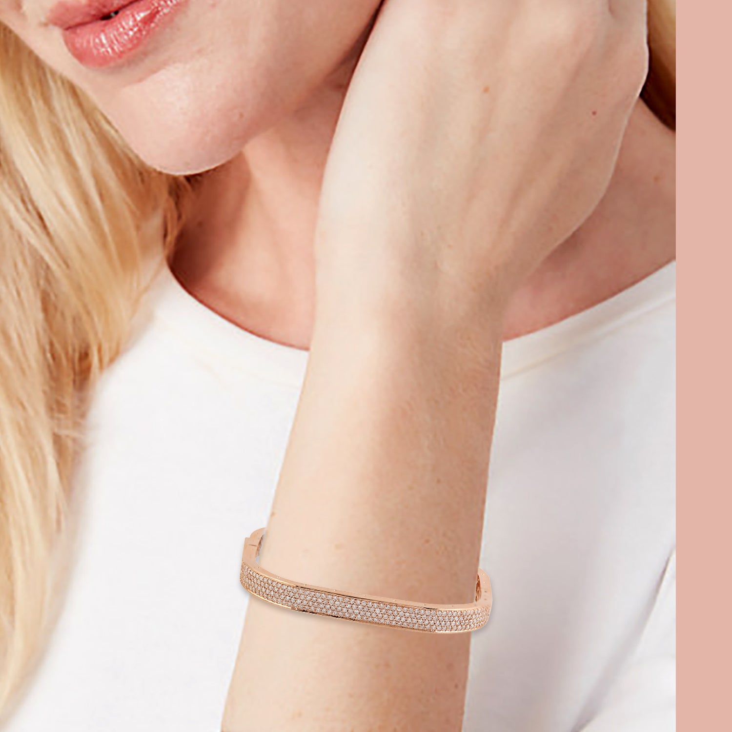 18K Rose Gold Handmade Micro Pave Diamond Bangle Bracelet - Elegant Women's Jewelry Gift for Anniversary, Birthday & Special Occasions