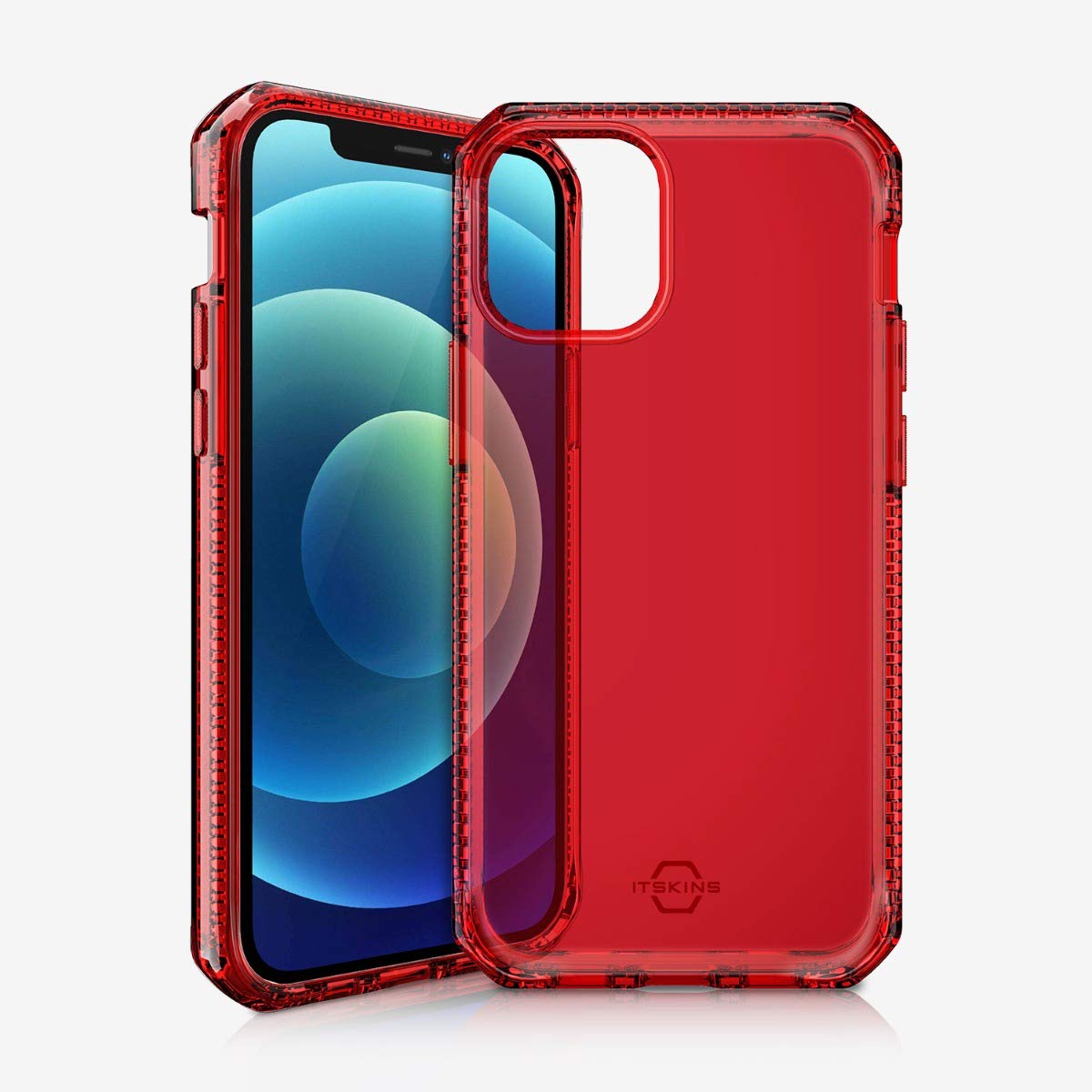 **ITSKINS Spectrum Clear Protective Phone Case for iPhone 12 Mini - Slim Hybrid, Anti-Yellowing, Shockproof Military-Grade Cover | Perfect for Outdoor & Active Lifestyle (Red)**