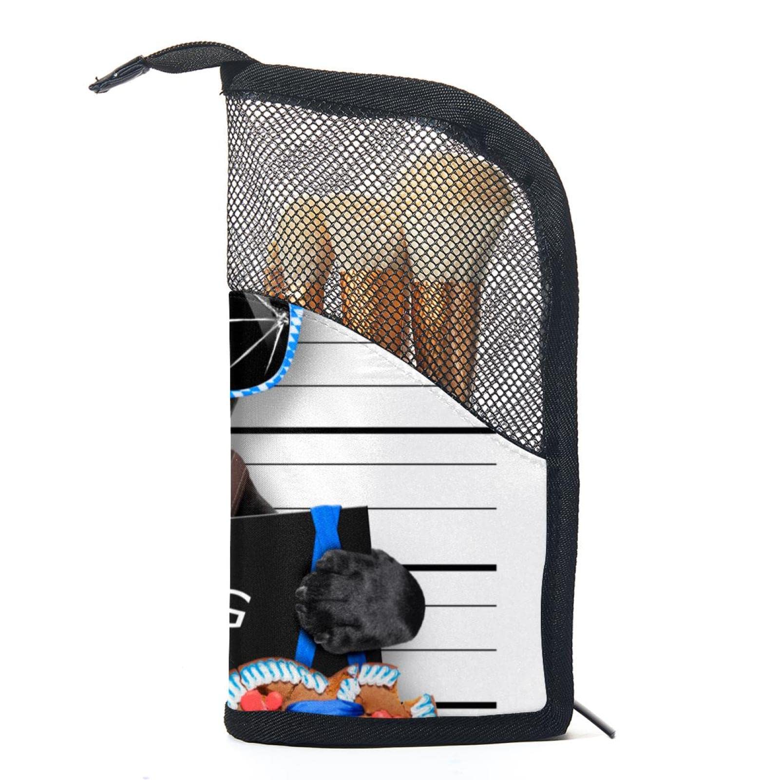 12-Piece Makeup Brush Organizer Bag with Funny Pug Dog Design - Portable Cosmetic Brush Holder Case for Travel, Home & Professional Use