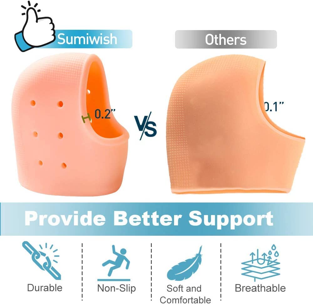 Varisty Silicone Heel Pads for Women & Men - Pain Relief Gel Inserts for Foot Pain, Dry Cracked Heels, Ankle Support - Soft Cushion for Hardworking Feet - Free Size (1 Pair) - Perfect for Running, Walking, Standing All Day & Heel Care