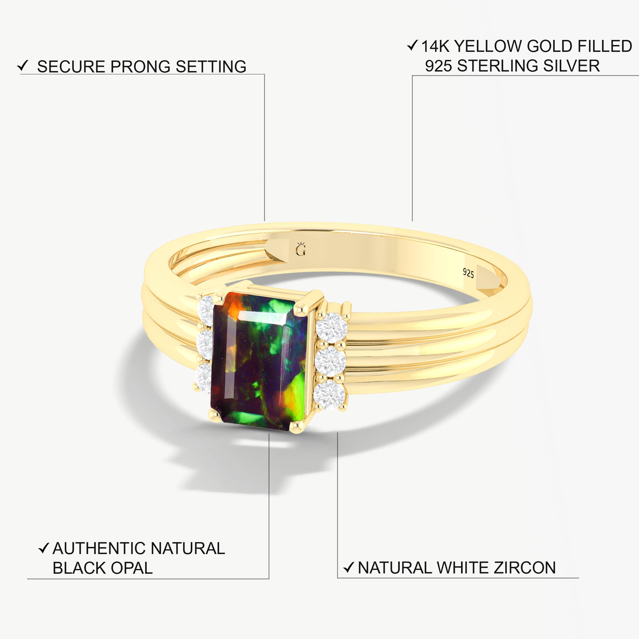 Black Opal Gemstone Ring for Women - Elegant Handmade Jewelry Gift for Her | Perfect for Birthdays, Anniversaries & Special Occasions