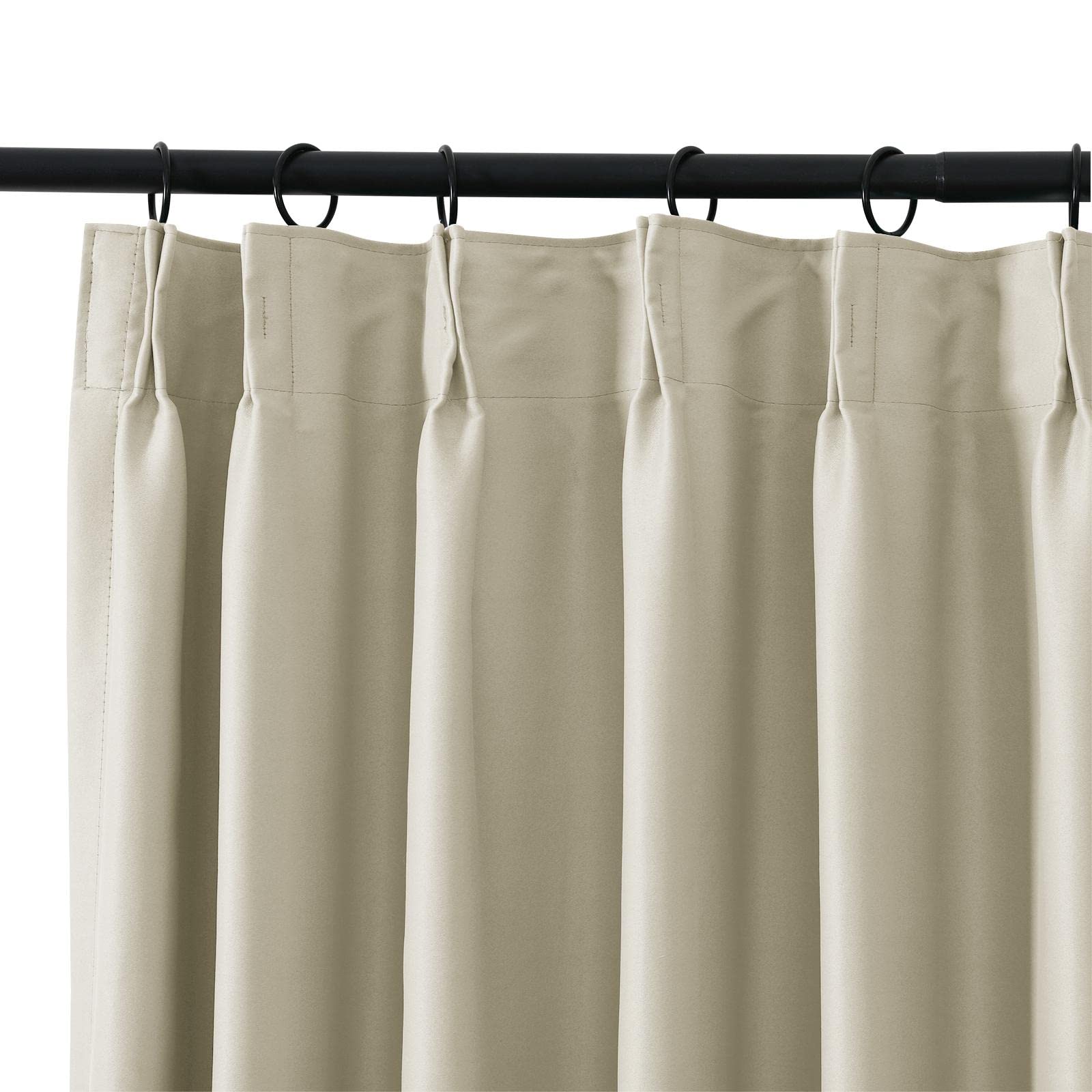 TWOPAGES Beige Blackout Thermal Insulated Curtains - 2 Panels 52x96 Inch, Noise Reducing Pinch Pleated Drapes for Living Room & Bedroom, Energy Efficient Window Treatments for Home & Office