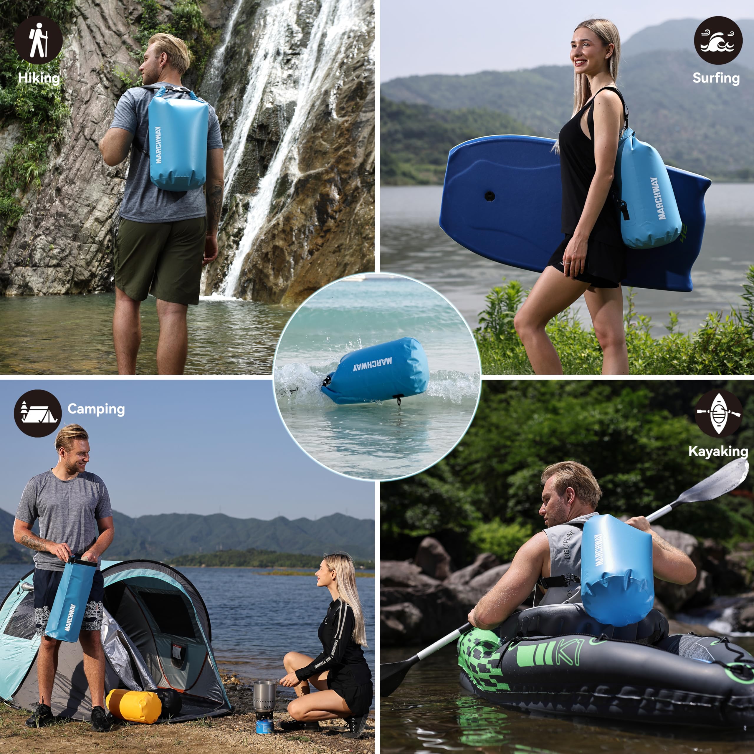 Waterproof Dry Bag Backpack 5L 10L 20L 30L 40L - Floating Roll Top Sack for Kayaking, Rafting, Boating, Swimming, Camping, Hiking, Beach & Fishing - Keeps Gear Dry in Any Water Adventure