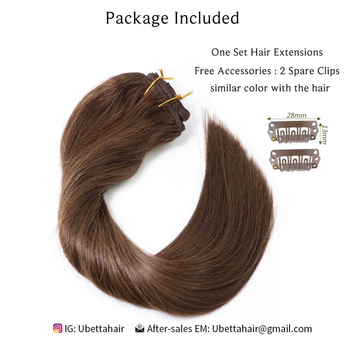 Clip-in Human Hair Extensions 20 Inch - 2 Sets Chocolate Brown Remy Hair (7 Pieces, 70g Double Weft Straight) for Women | Perfect for Volume Boost, Length Extension & Everyday Styling