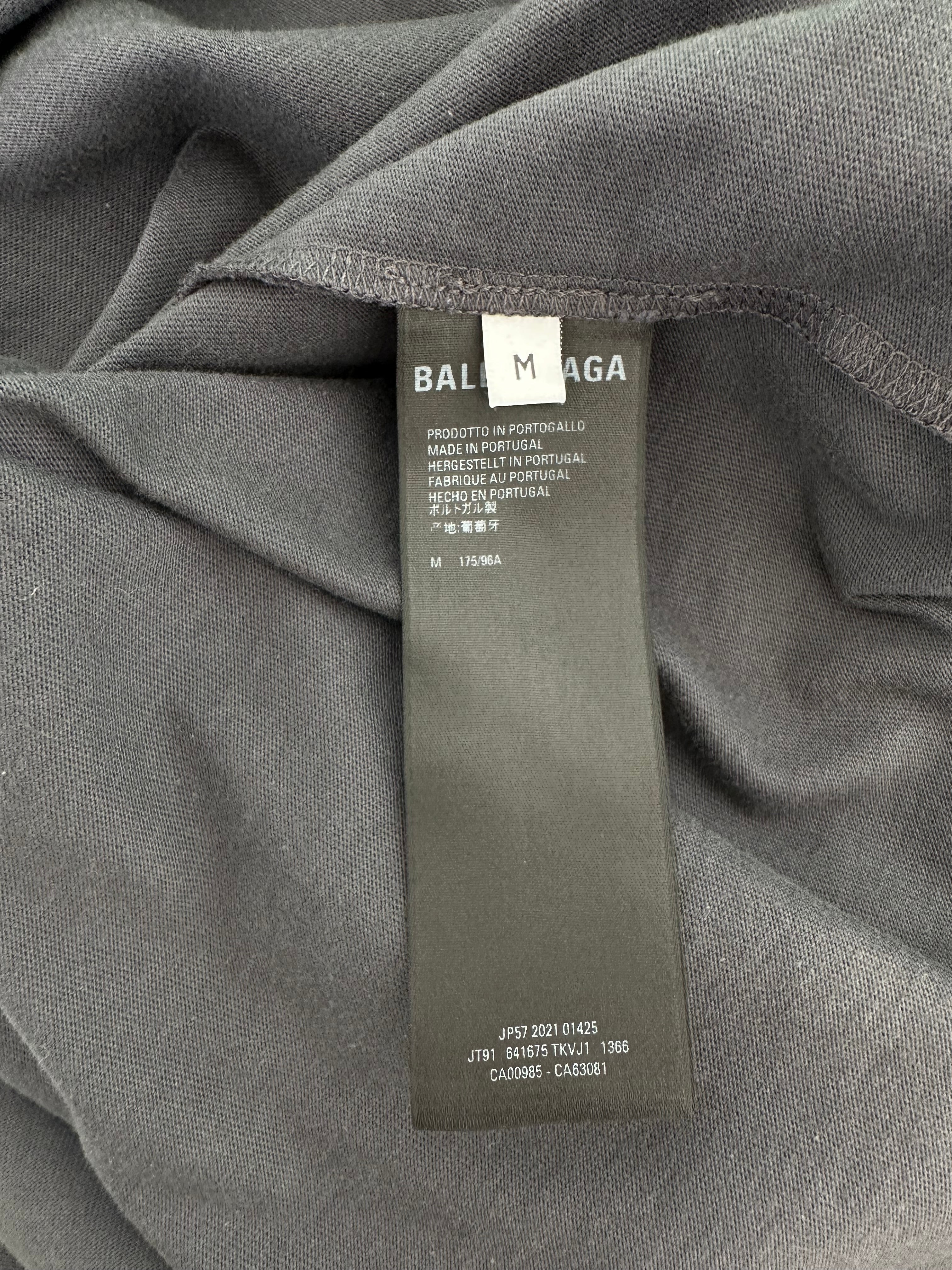 Balenciaga Faded Black Embroidered Logo T-Shirt for Men | Stylish Casual Cotton Tee for Streetwear & Everyday Outfits