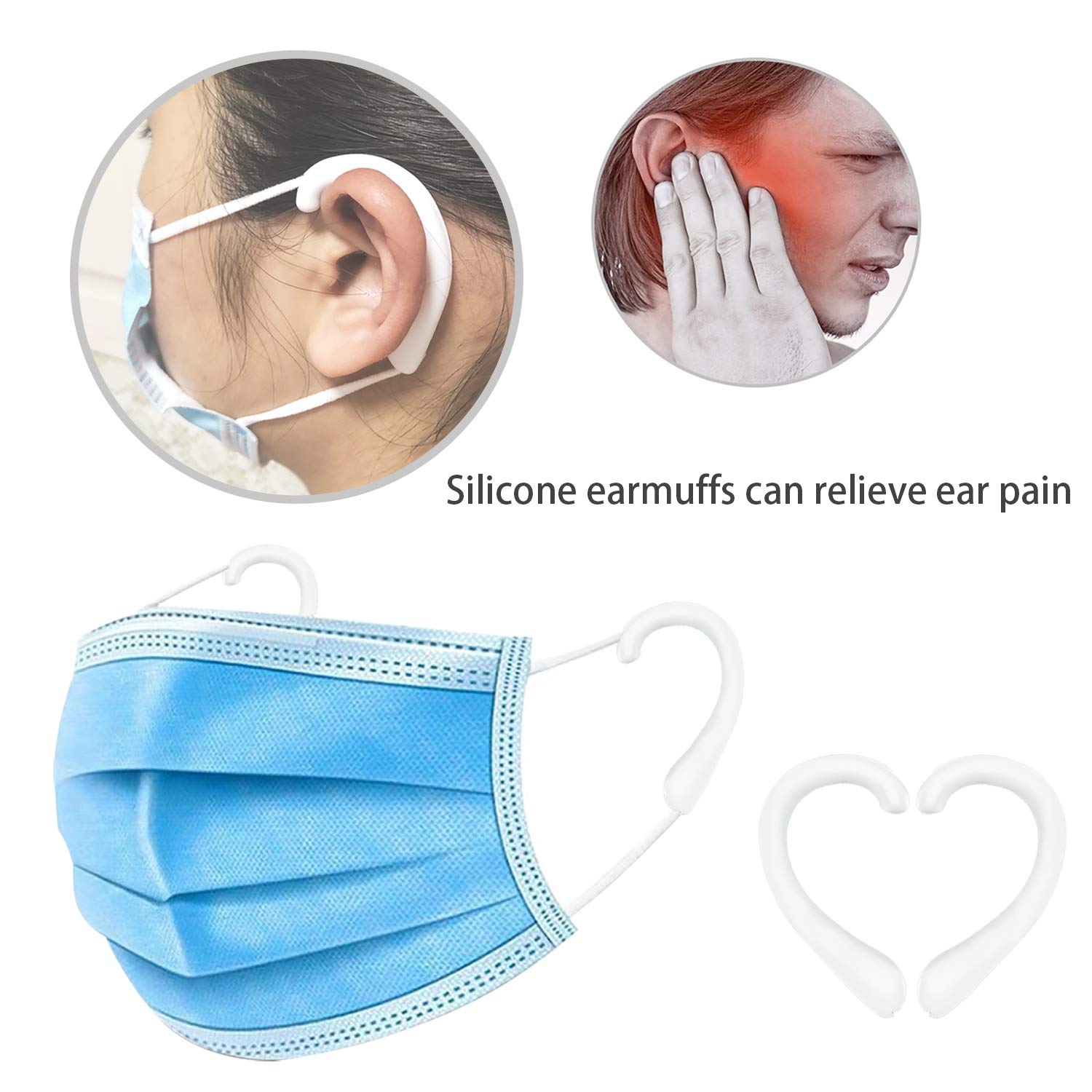 Soft Silicone Ear Protectors with Anti-Slip Earloop - Comfortable Ear Covers for Pain Relief - Perfect for Long Hours of Work, Travel, and Noise Reduction
