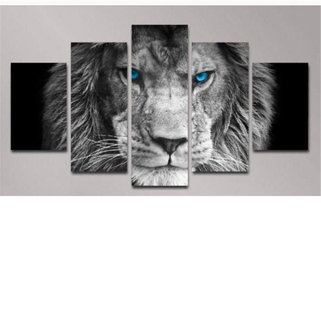 Blue Eye Lion Canvas Wall Art - 5-Panel Framed Stretched Canvas Prints for Living Room, Bedroom, Office & Kitchen Decor | Ready to Hang Wall Paintings & Posters | Perfect for Home, Office & Commercial Spaces