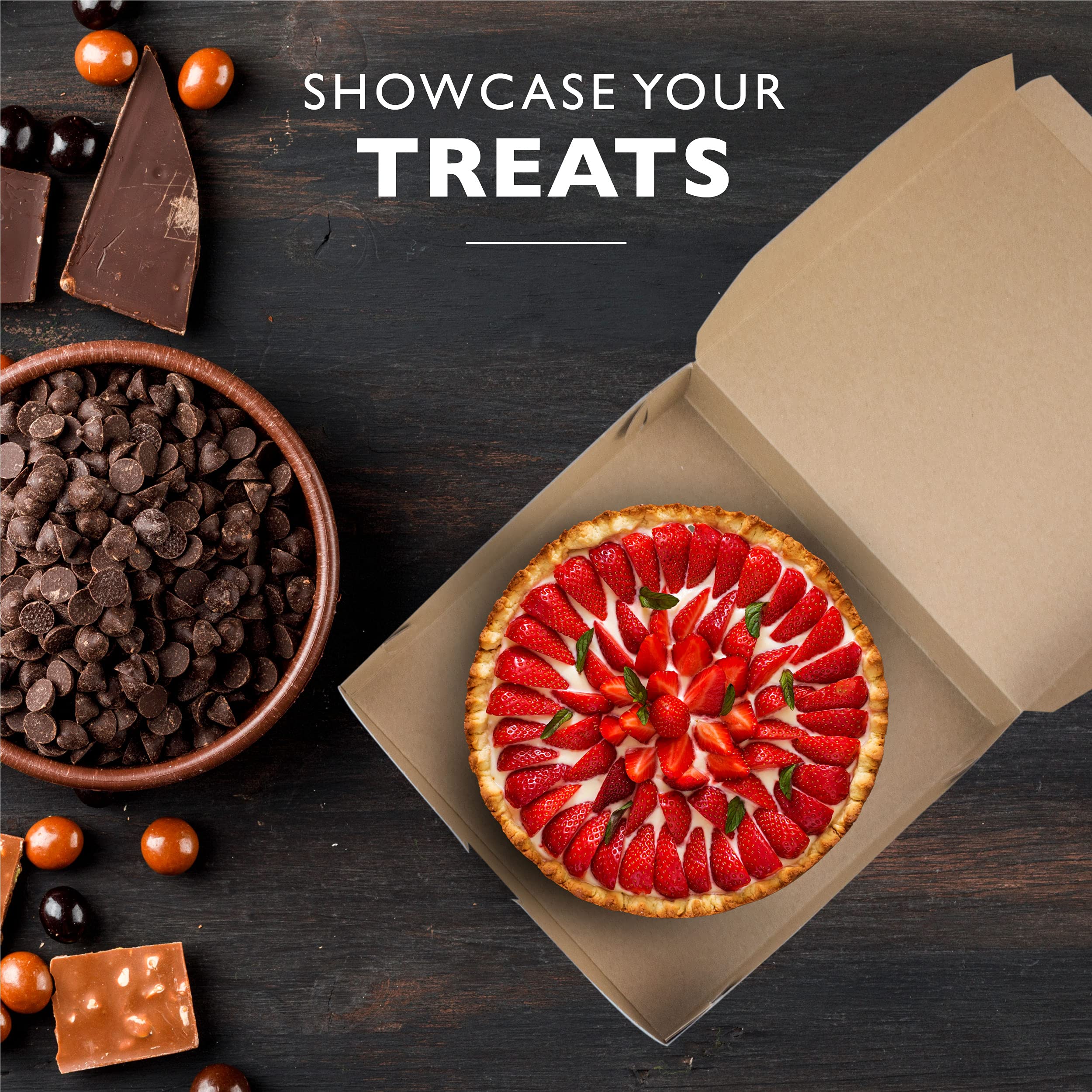 250 Pack White Bakery Boxes 10x10x2.5 Inch - Square Pie Boxes for Cookies, Cheesecake, Chocolate Strawberries & Desserts | Bulk Cardboard Food Containers | Perfect for Bakeries, Catering & Party Treats