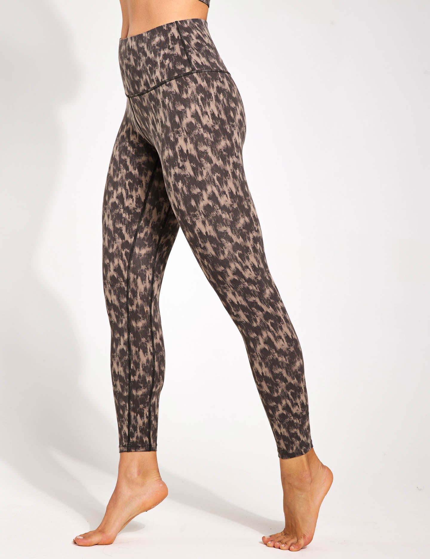 High Waisted Leggings for Women - Abstract Motion Texture Yoga Pants - 25