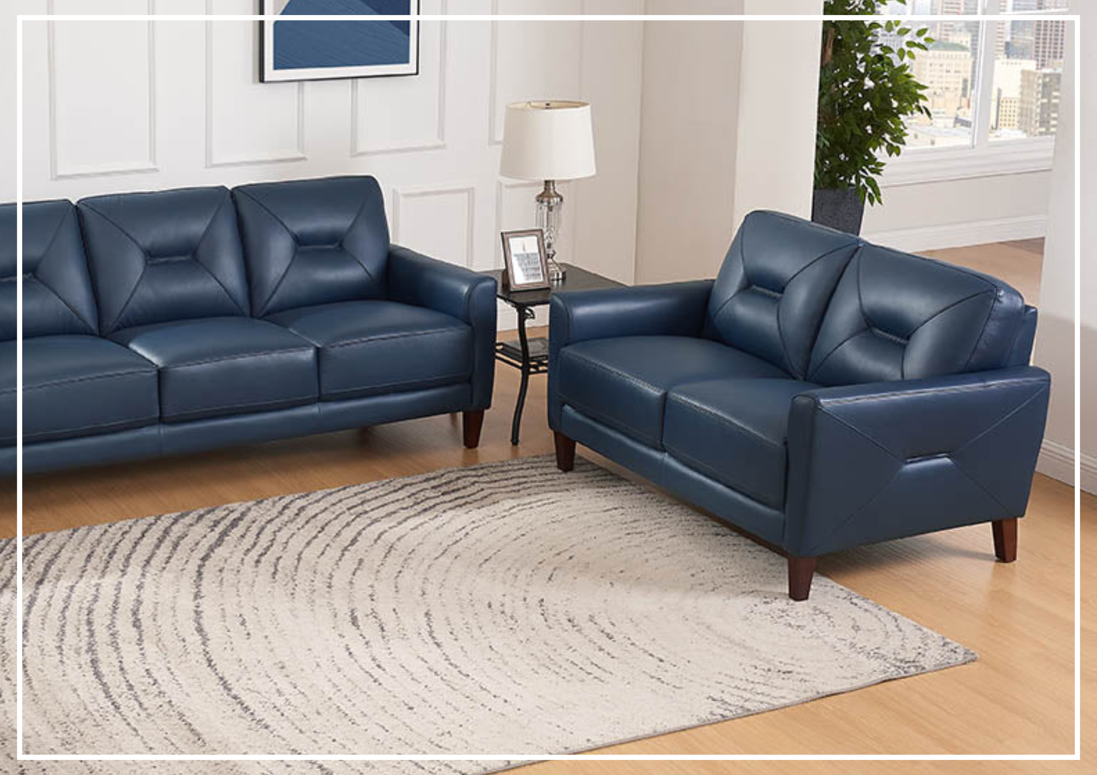 Hydeline Mavis Genuine Top Grain Leather Loveseat Sofa with Tapered Wooden Legs - Perfect for Living Room, Office Lounge & Small Spaces