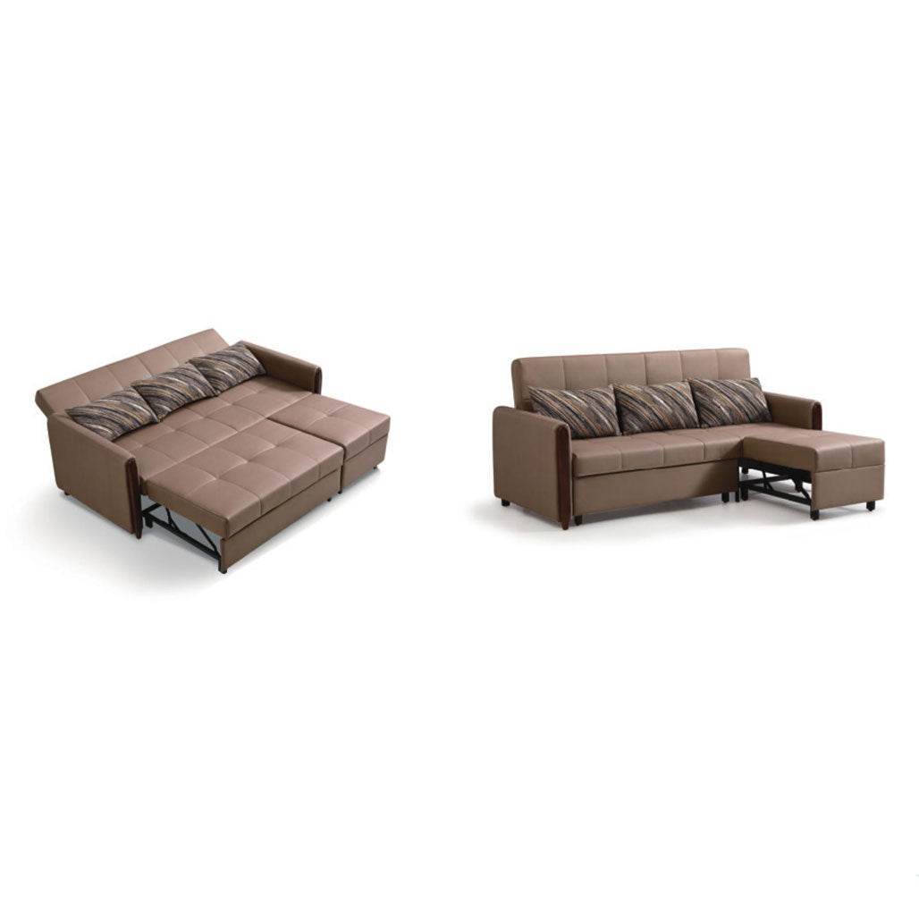 Marvin Faux Leather Convertible Sofa Bed - Modern Sleeper Sofa with Storage for Small Spaces | Perfect for Apartments, Guest Rooms & Home Offices