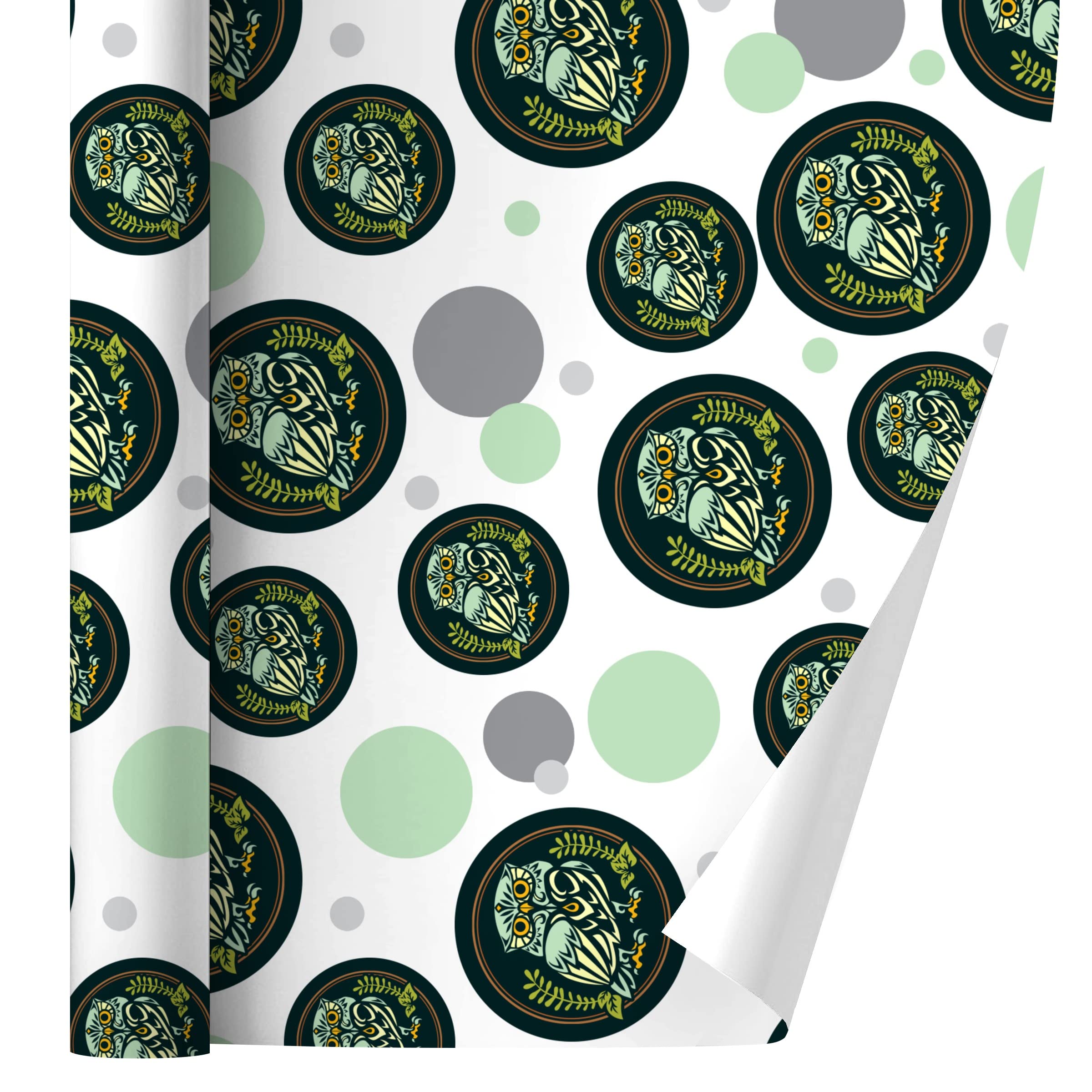 Wise White Tribal Owl Gift Wrap Paper Roll - Premium Wrapping Paper for Birthdays, Holidays & Special Occasions - Bulk 24