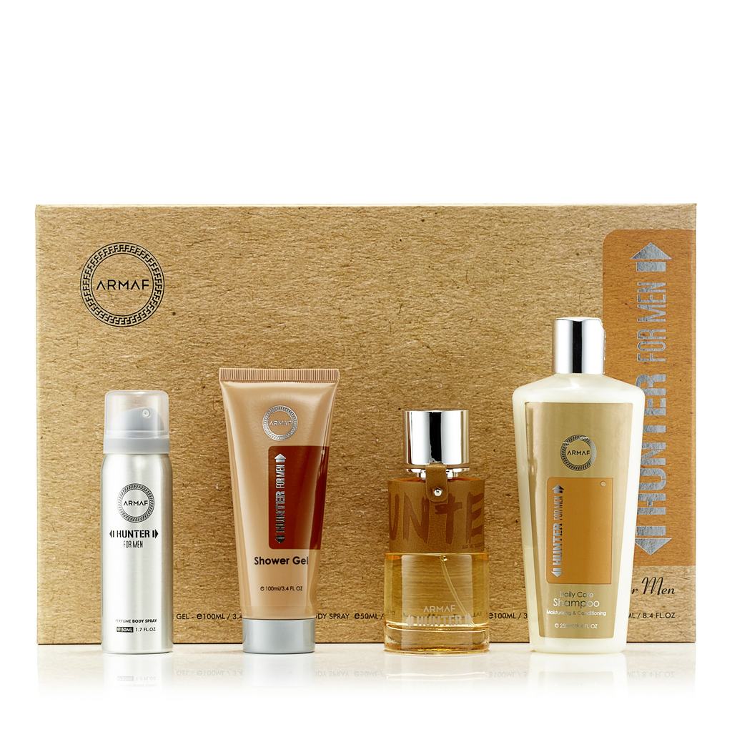 Armaf Hunter Men's 4-Piece Fragrance Gift Set - 100ML Eau de Toilette Spray, 100ML Shower Gel, 50ML Body Spray & 250ML Shampoo - Perfect for Gifts, Travel & Daily Use