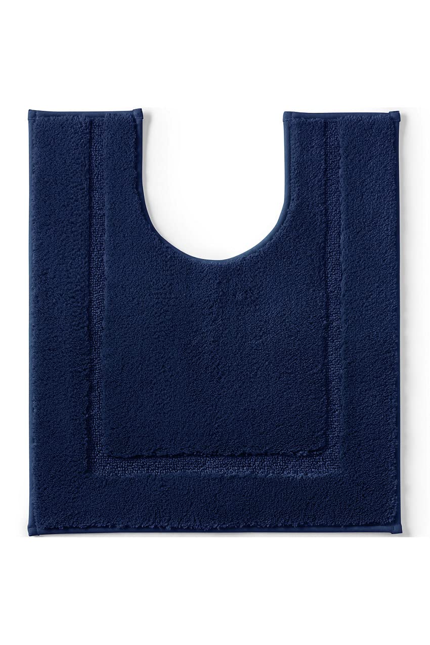 Lands' End Supima Cotton Non-Skid Bath Rug - Soft Absorbent Contour Bath Mat for Bathroom Safety, Deep Sea Navy Blue - Perfect for Bath, Shower & Spa Use