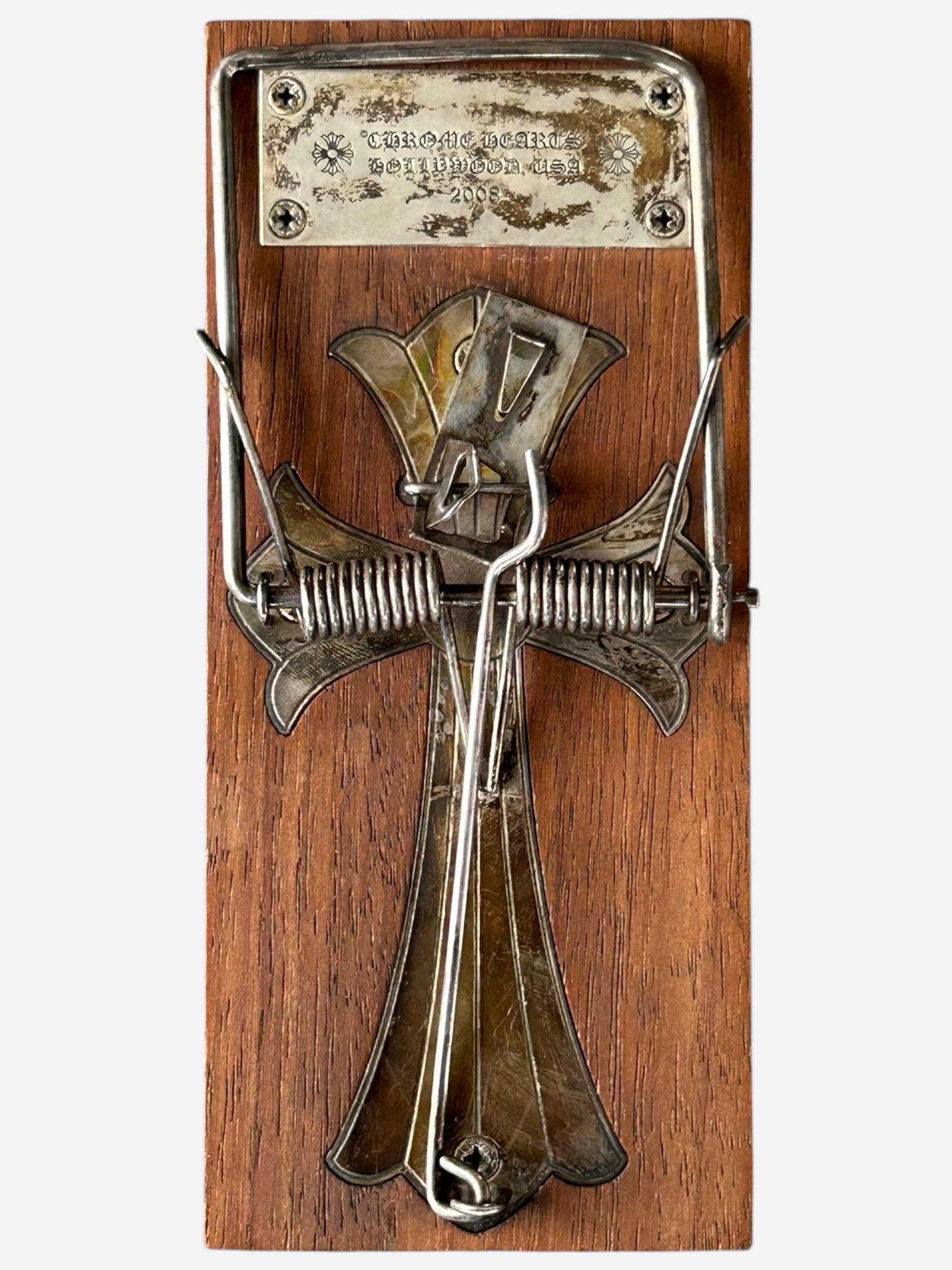 Chrome Hearts Wood & Silver Mousetrap - Luxury Designer Mouse Trap for Home & Office Decoration | Unique Gift Idea for Fashion Lovers