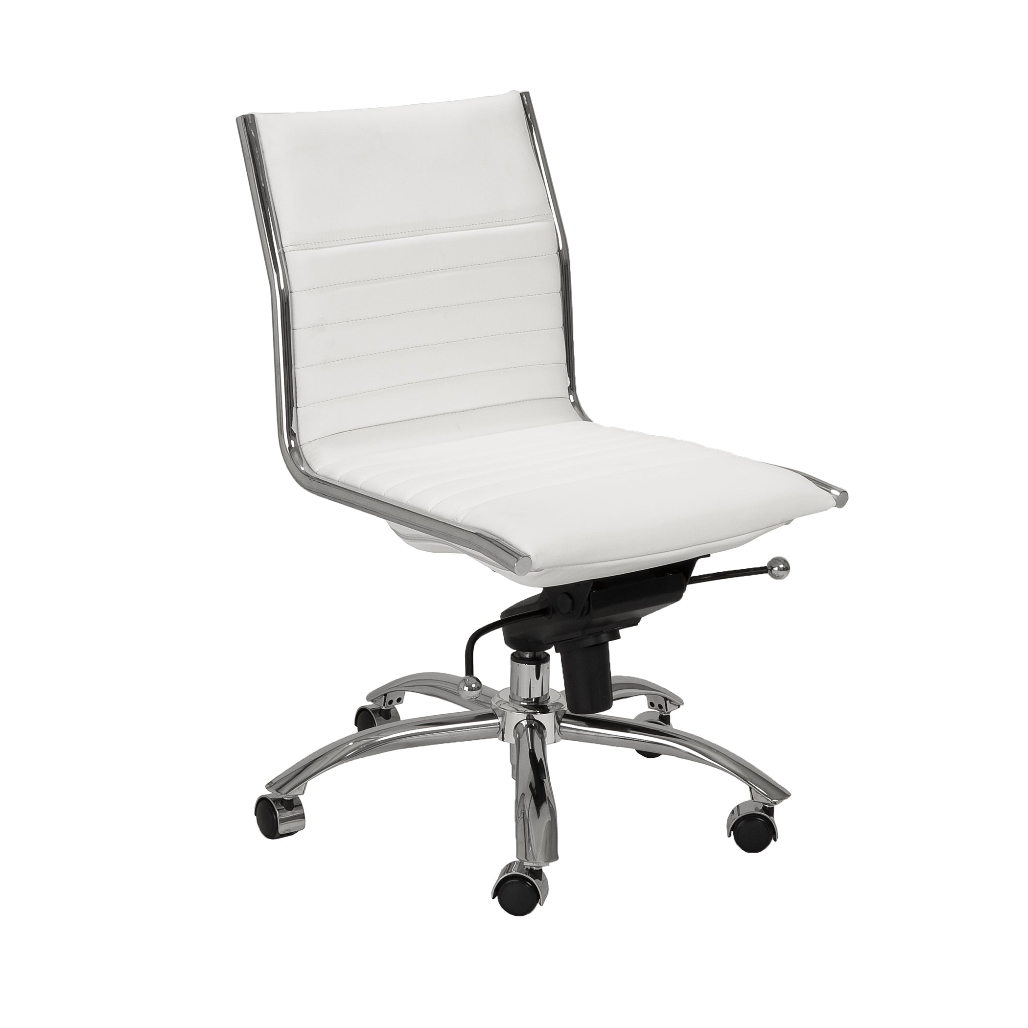 Euro Style Dirk Low Back Office Chair - Armless Ergonomic Design with Chrome Steel Base for Home, Office & Workspace Comfort