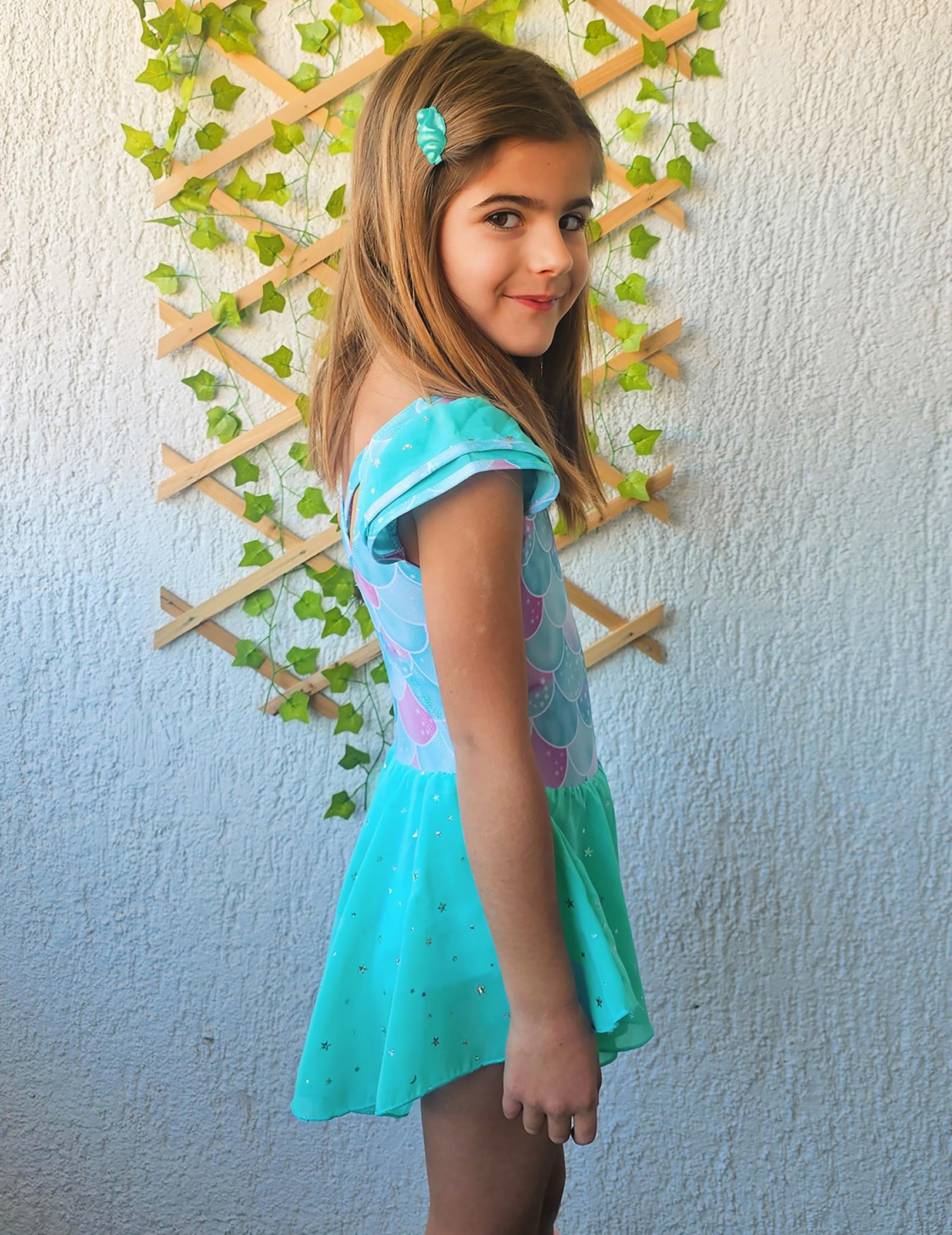 Zaclotre Girls Ballet Leotard with Ruffle Sleeves & Criss-Cross Back - Dance Outfit with Attached Skirt - Perfect for Ballet Class, Recital & Performance