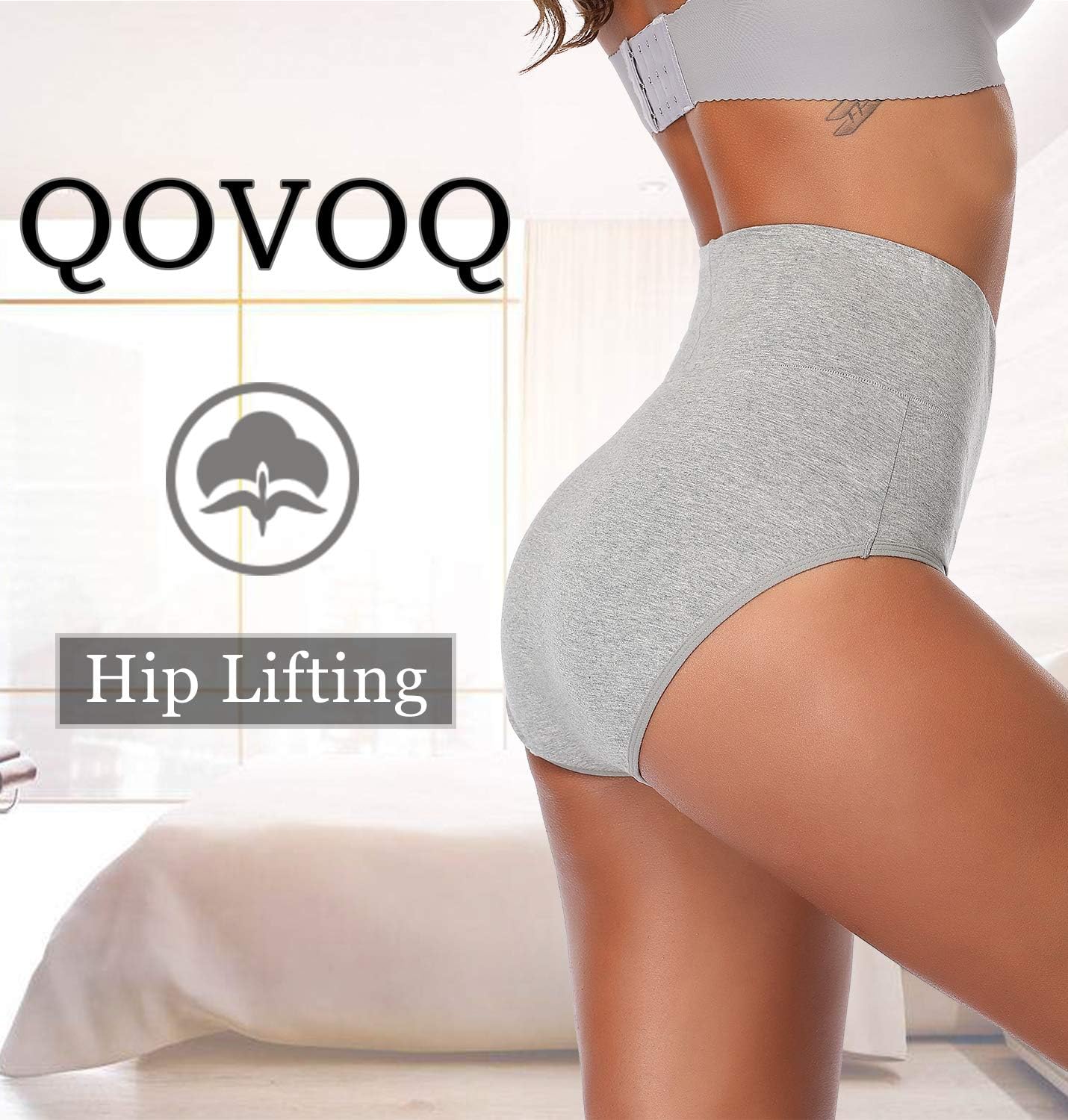 Women's High Waist Cotton Underwear - Stretch Soft Comfortable Briefs - 5 Pack Multipack Ladies Panties for Everyday Wear & Yoga
