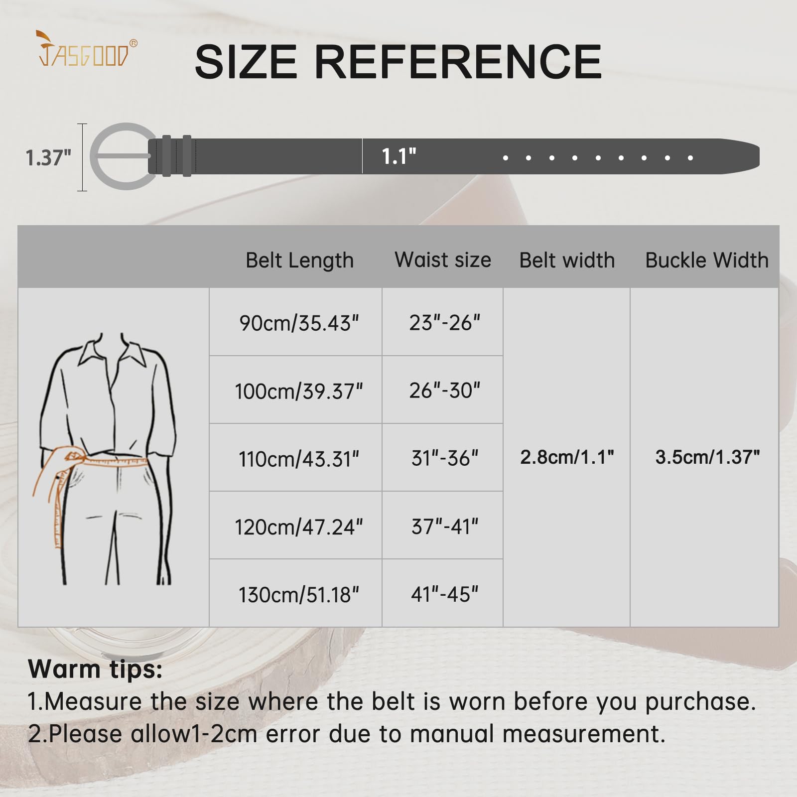 JASGOOL 3 Pack Genuine Leather Belts for Women - Stylish Gold Buckle Waist Belts for Jeans & Pants | Perfect for Casual Outfits, Office Wear & Everyday Fashion