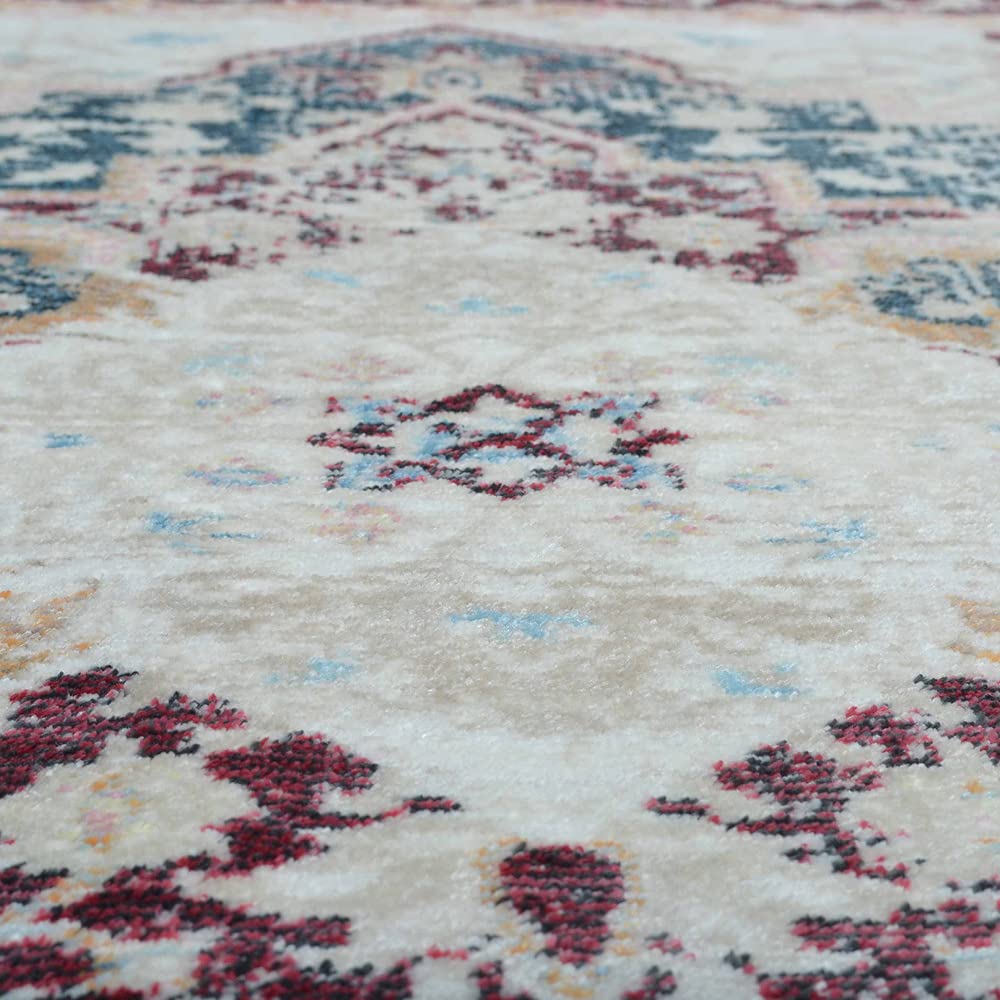 Machine Made Polyester Area Rugs 2'6''x9'10'' Runner - Red Oriental Traditional Design Low Pile Carpet for Living Room Bedroom Hallway | Home Decor Floor Covering (M00062)