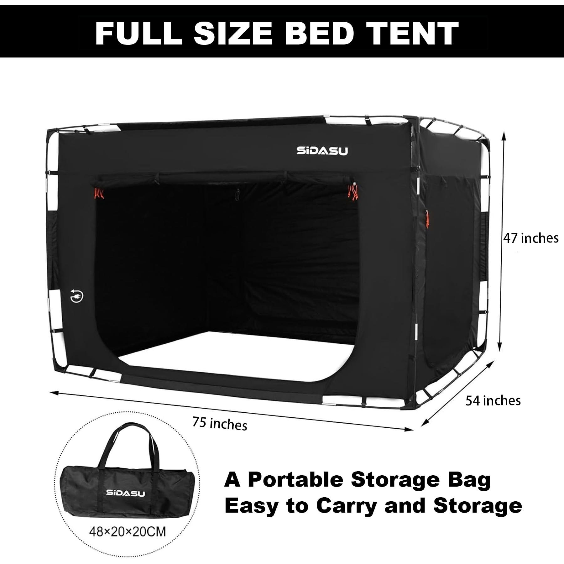 Portable Bed Tent for Kids & Adults - Full Size Sleeping Canopy with 3 Doors - Indoor Privacy Space for Autism & Camping