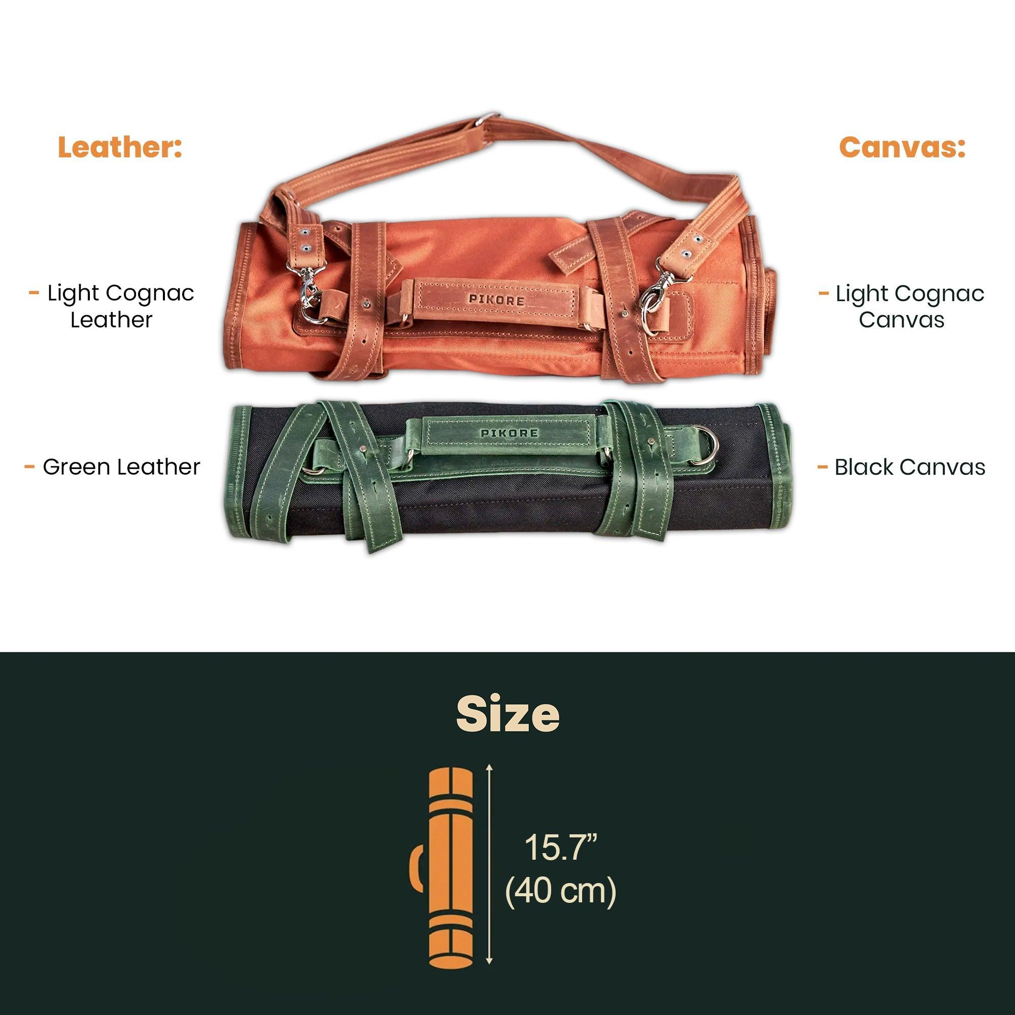 Premium Waxed Canvas Knife Roll for Chefs - Durable & Water-Resistant Knife Storage Bag - Perfect for Professional Kitchens, Culinary School & Outdoor Cooking