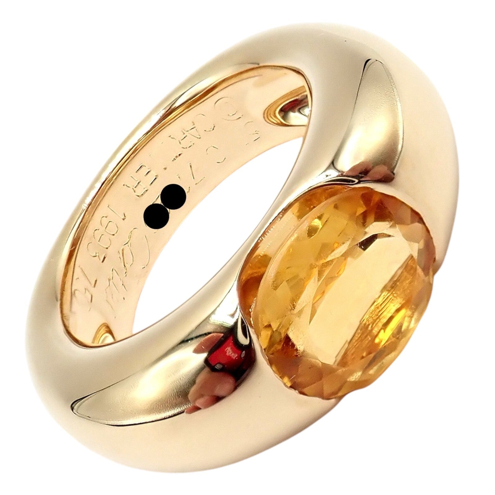 Authentic Cartier 18K Yellow Gold Citrine Wide Large Ellipse Band Ring Size 5.5 - Luxury Jewelry for Women, Perfect for Weddings, Anniversaries & Special Occasions
