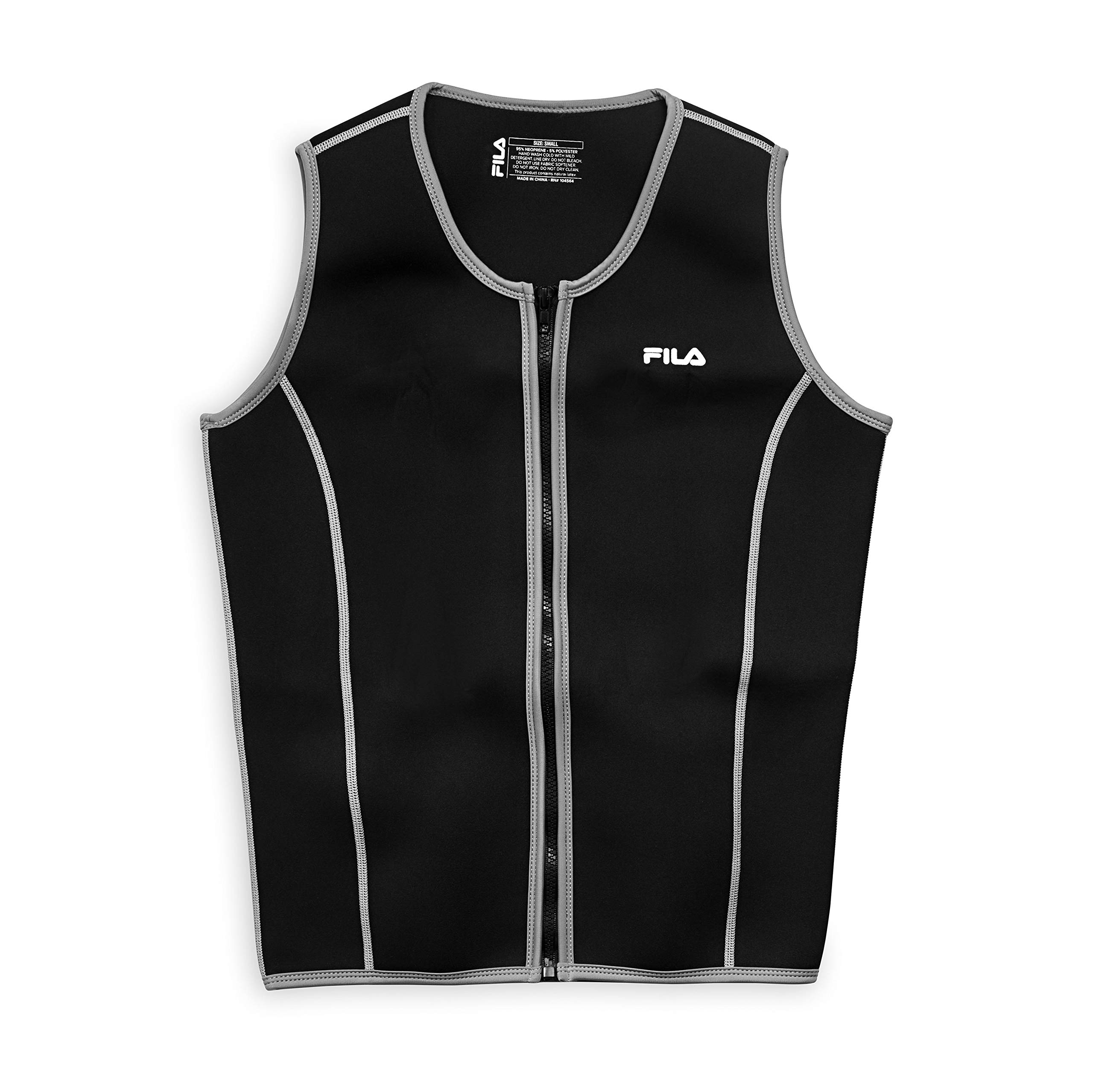FILA Men's Neoprene Sauna Vest - Slimming Zipper Tank Top Hot Body Shaper for Workout & Weight Loss