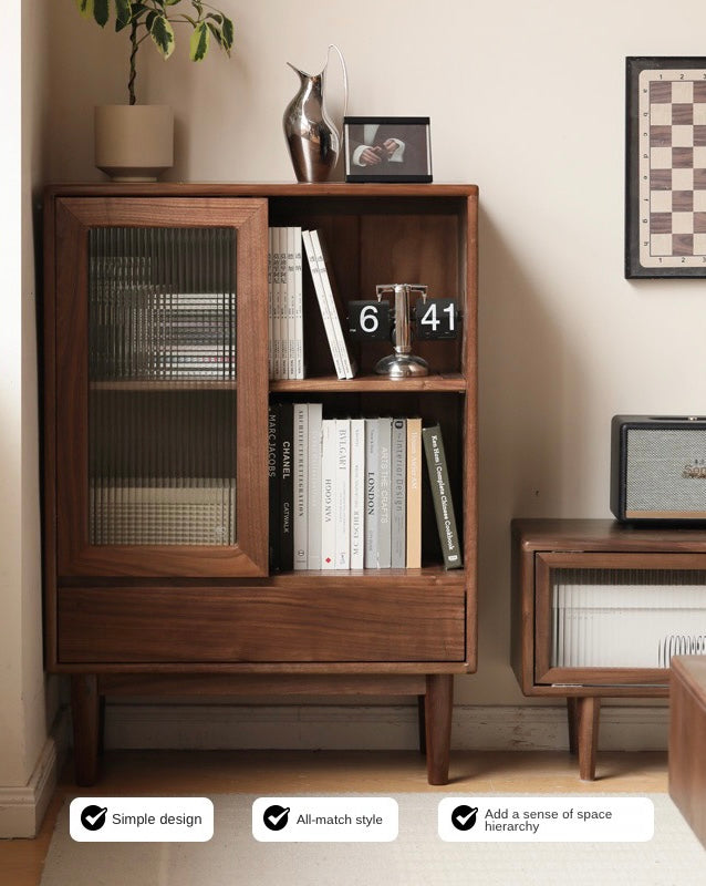 Premium Black Walnut Solid Wood Side Cabinet - North American FAS Grade Hardwood - Perfect for Living Room, Bedroom & Office Storage