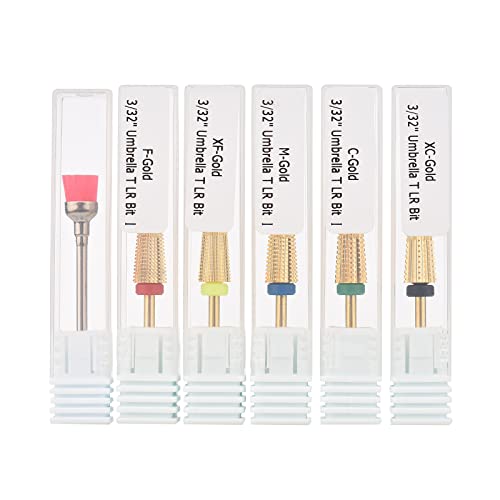 Ubersweet® 3/32'' Nail Drill Bit Set - 6pcs Tungsten Steel Professional Manicure Drill Bits with Cleaning Brush for Cuticle Removal, Gel Polish & Nail Care - Perfect for Electric Nail Drill Replacement & Salon Use