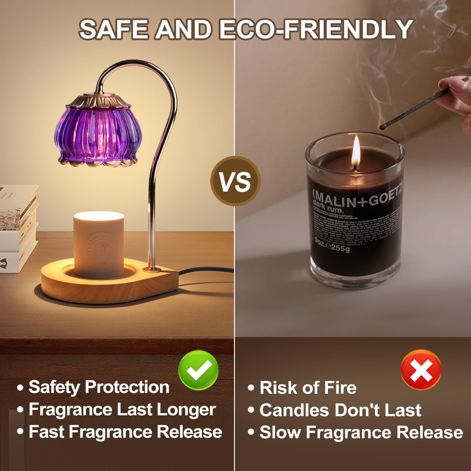 Electric Candle Warmer Lamp with Timer - Dimmable LED Lantern for Wax Melts & Fragrance Oils - Perfect for Home Decor, Gifts for Women, Housewarming - Ideal for Bedroom, Living Room, Bathroom (Purple)