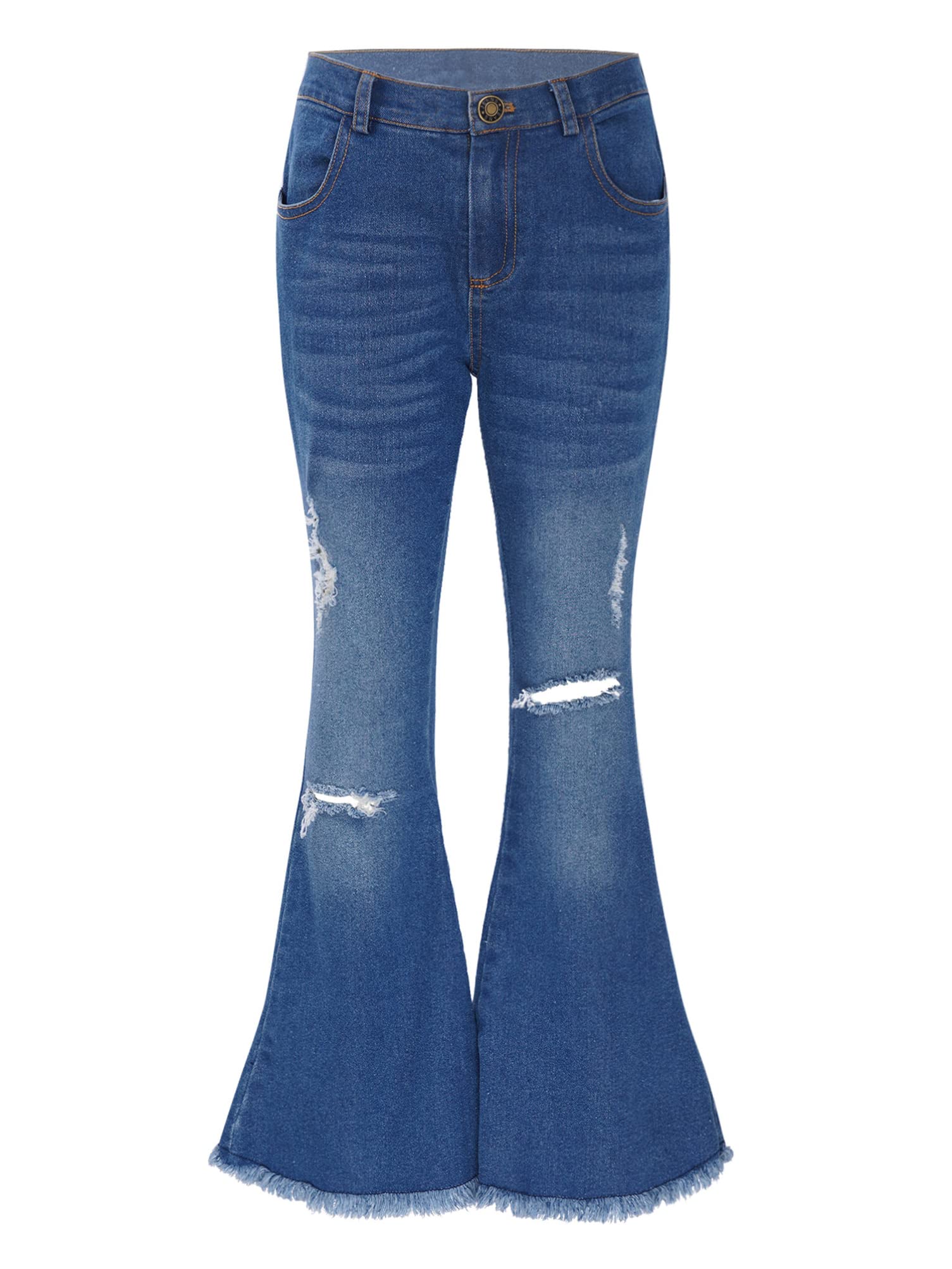 Aislor Girls Flare Pants | Kids Bell Bottom Jeans with Ruffle Bowknot & Tassel Hem | Stylish Denim Leggings for School, Playdates & Casual Outings