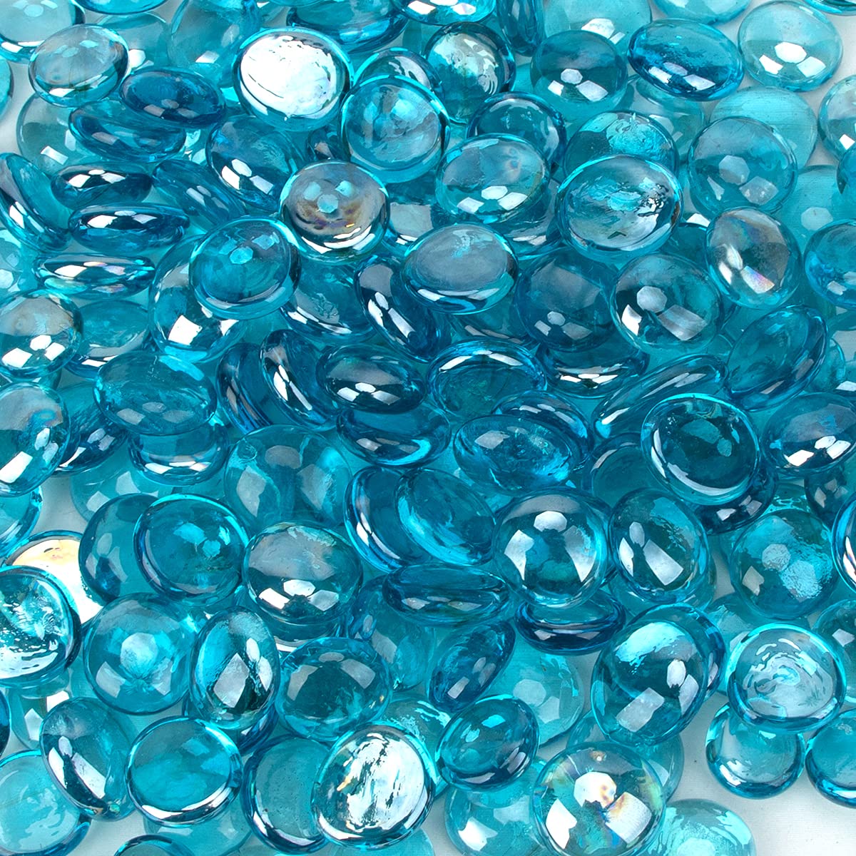 18 Pound Fire Glass Beads - Premium Reflective Azure Blue Fire Pit Glass for Gas Fireplace, Vase Fillers & Aquarium Decor - Enhances Flames & Adds Elegant Sparkle to Indoor/Outdoor Fire Features