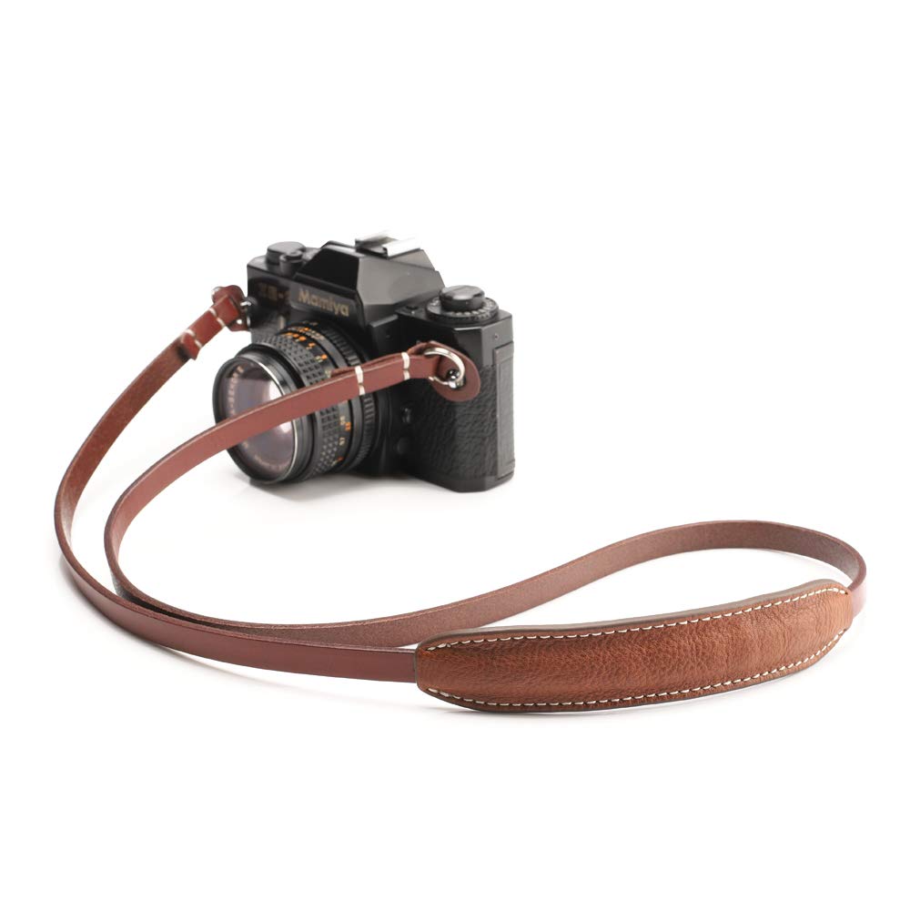 CANPIS CP005 Premium Leather Camera Neck Shoulder Strap with Comfort Pad - Universal Fit for Sony, Leica, Nikon, Fujifilm, Olympus, Panasonic Mirrorless Cameras (Brown, 108cm) - Perfect for Travel, Street Photography & Professional Shoots