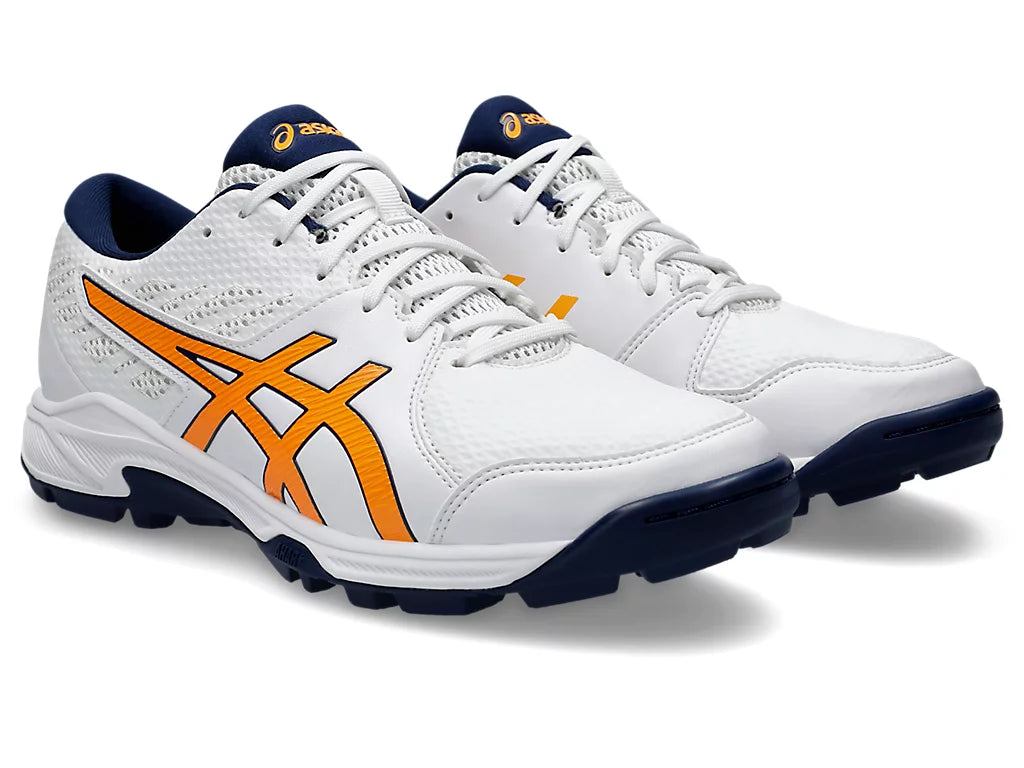 ASICS Gel-Peak 2 Cricket Shoes - White/Stadium Orange - Lightweight & Comfortable for Cricket Matches & Training