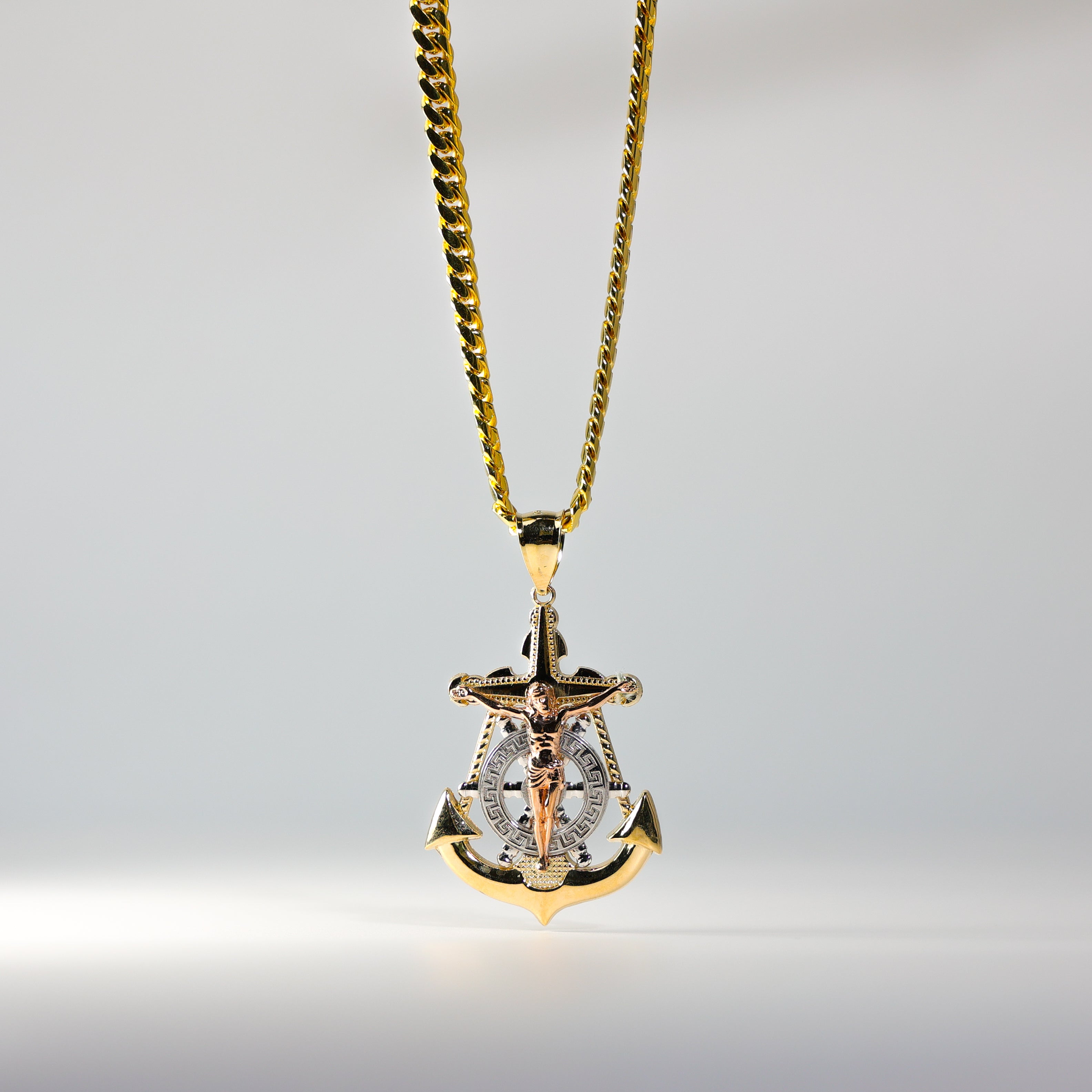 Gold Large Mariner Religious Crucifix Pendant Model 1207 - Elegant Cross Necklace for Men & Women - Perfect for Church, Daily Wear & Gift Giving