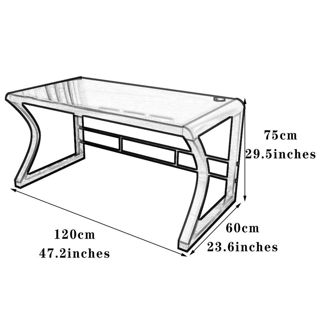 Modern Home Office Desk - Black 120cm Simple Computer Desk with Tempered Glass Top, Corner Study Desk for Students & Professionals - Easy Assembly for Small Spaces & Remote Work