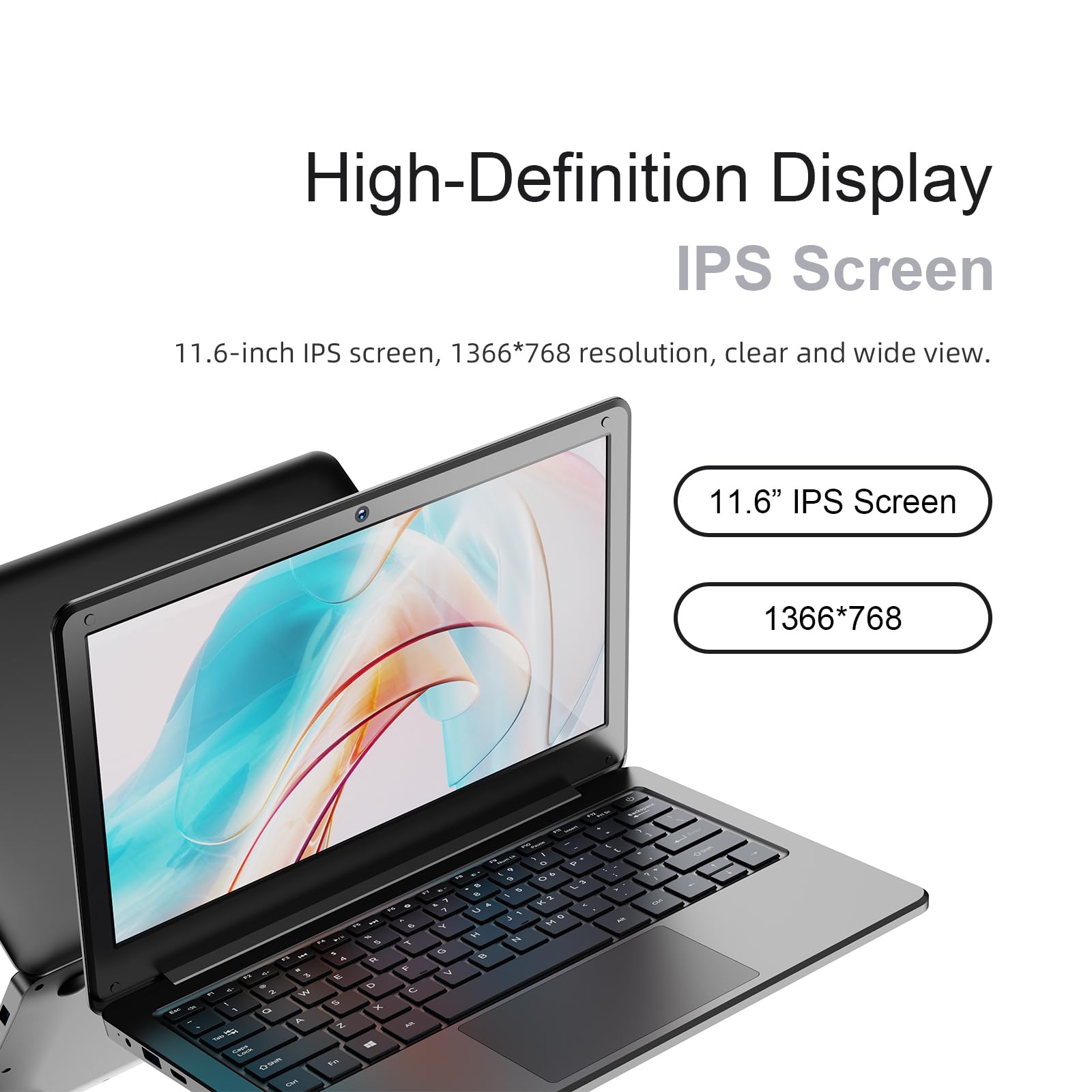 11.6 Inch Mini Laptop - Slim & Lightweight Windows Notebook with Intel N4000 Dual Core, 8GB RAM, 128GB SSD - Portable Computer for Work, School & Travel - Perfect for Remote Work, Online Classes & Business Trips (Black)