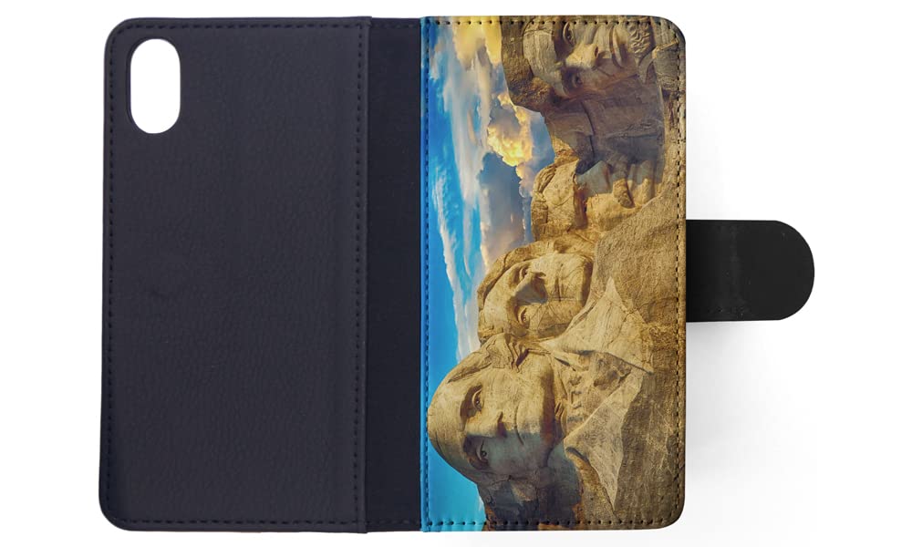 Mount Rushmore Face Flip Wallet Phone Case for Apple iPhone X & Xs - Multicolor Design | Stylish & Protective Cover for Everyday Use & Travel