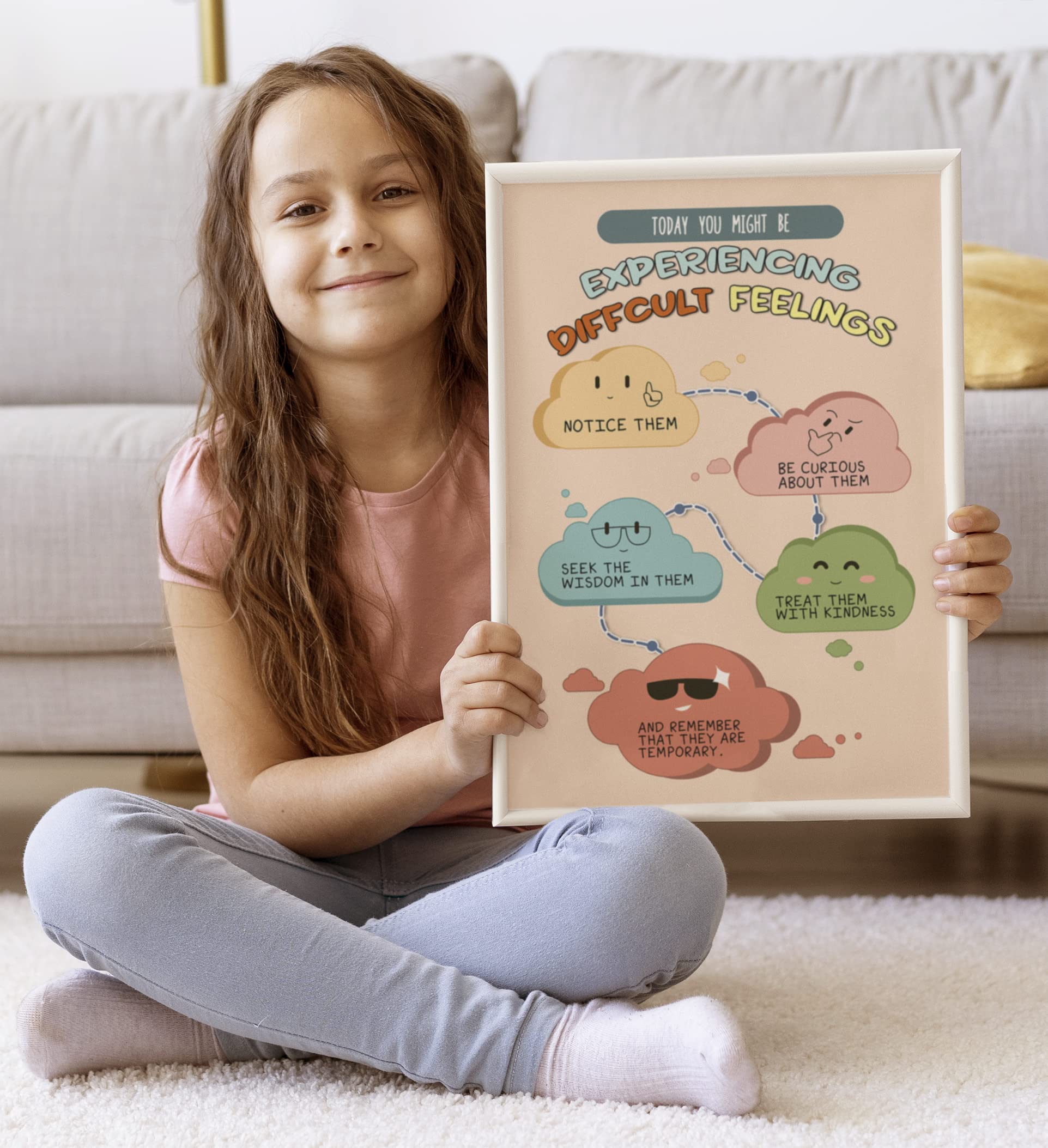 Boho Mental Health Poster - Therapy Art Print for Classroom & Office Decor - Coping Tips