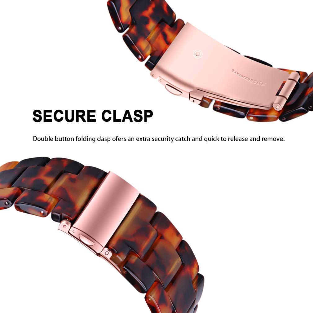 20mm Resin Watch Band Compatible with Samsung Galaxy Watch4 40mm/44mm, Galaxy Watch4 Classic 42mm/46mm, Galaxy Watch3 41mm - Durable Stainless Steel Buckle Strap Bracelet for Workout, Running & Daily Wear