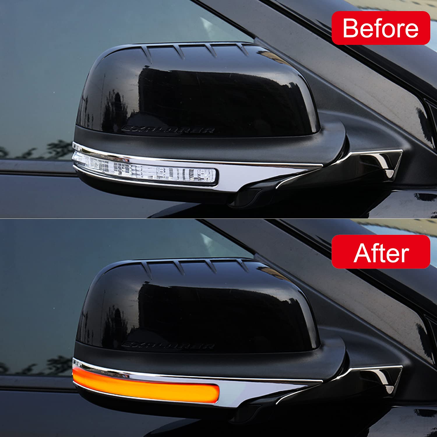 2011-2019 Ford Explorer Black LED Dynamic Turn Signal Light Rear Mirror Indicator - 1pc Car Accessory for Enhanced Safety & Style (Perfect for Night Driving & Custom Upgrades)