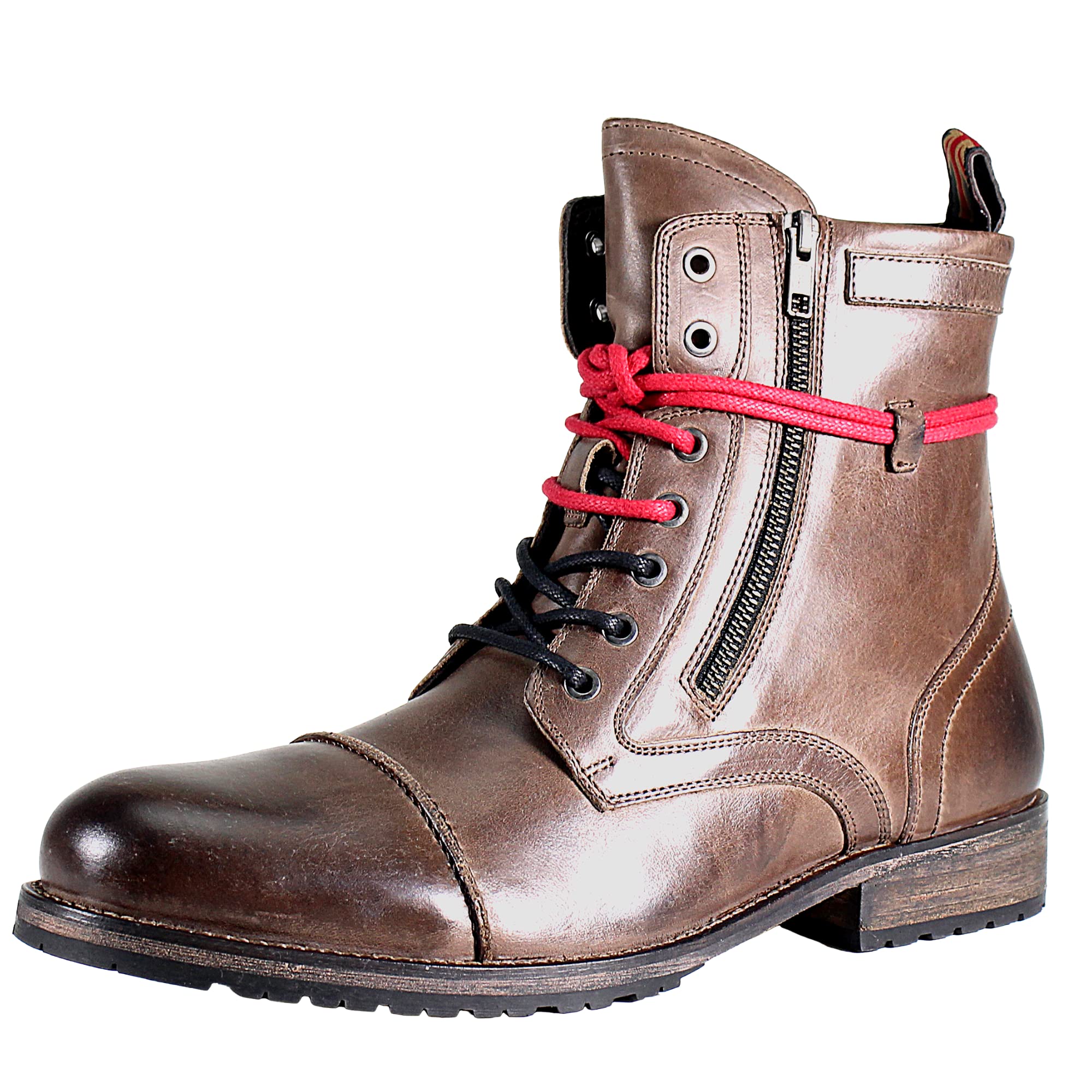 **Men's Testosterone Genuine Leather Combat Boots - Waterproof & Durable for Poolside, Hiking & Outdoor Adventures**